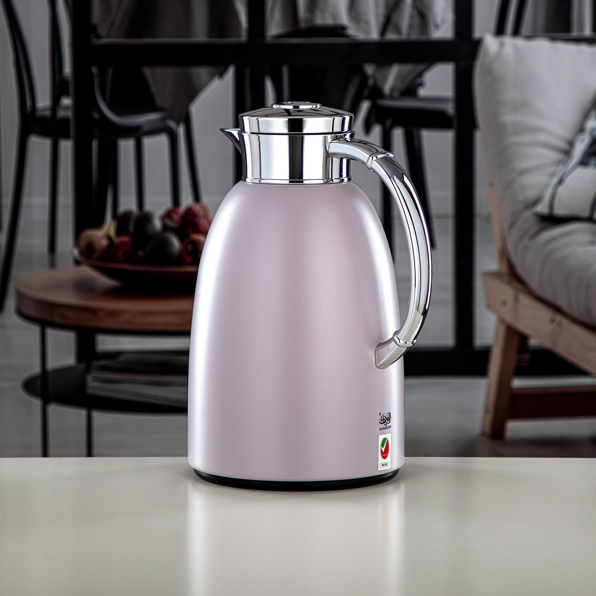 Almarjan Vacuum Flask 1.6L (QVC-1600Q404YZC) - Push Button, Light Purple | Modern Serveware