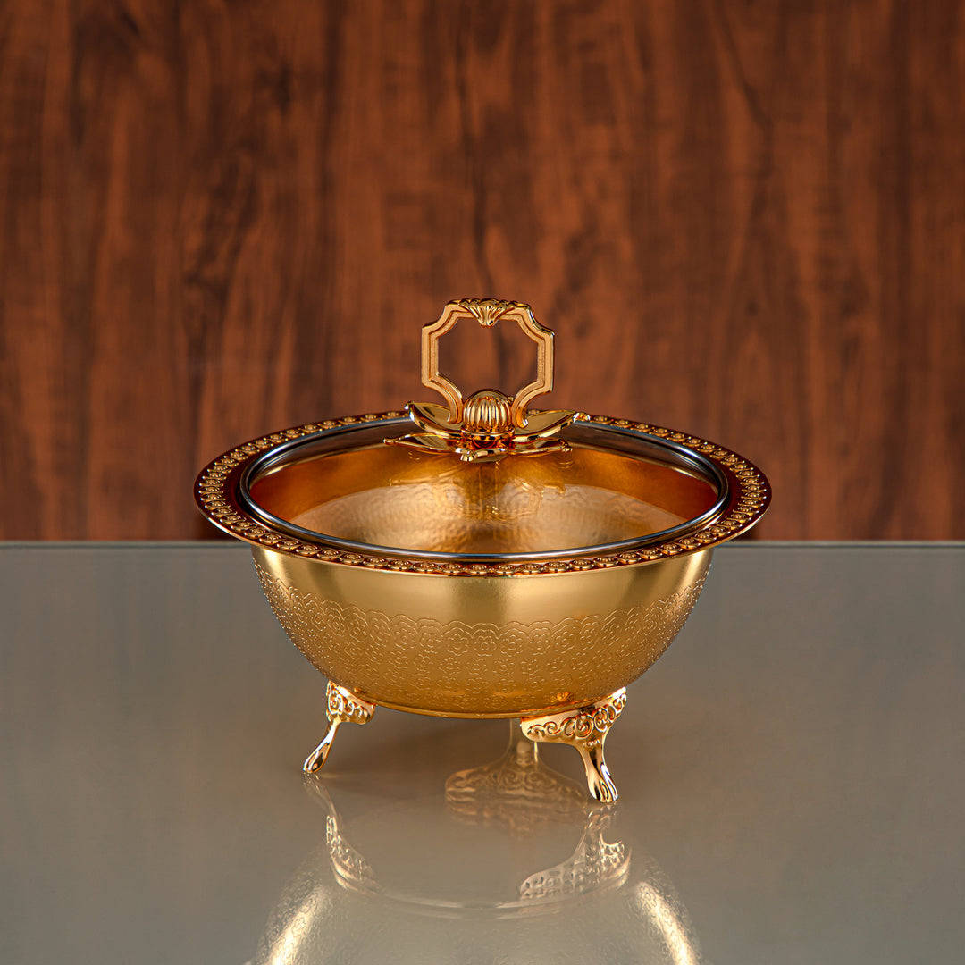 Almarjan Date Bowl 18CM (RBG4432S-G) - Golden Glass Cover | Ramadan & Eid