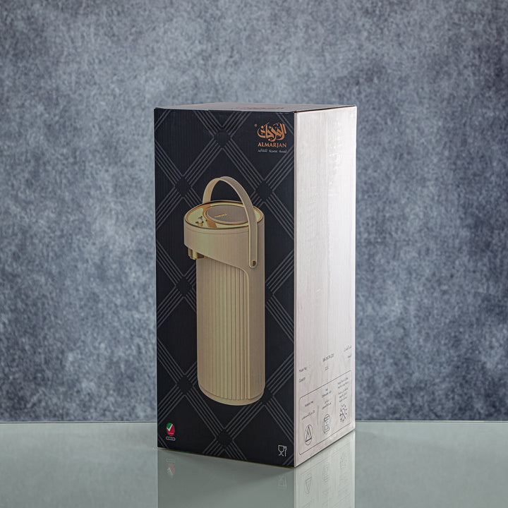 Almarjan 2.2 Liter Pump Vacuum Flask Light Grey & Gold - SM-2417A-220 LG/G