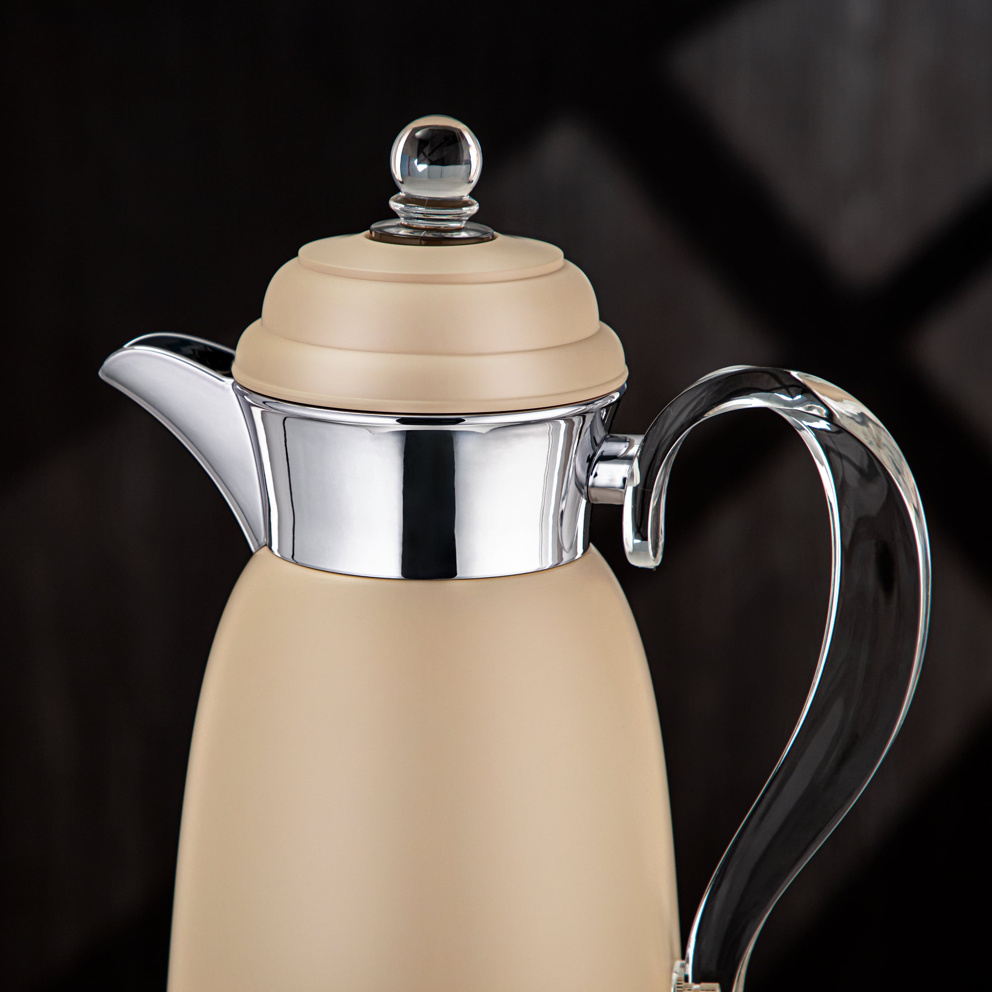 Almarjan Vacuum Flask Set - 0.7L & 1L, Beige & Silver Finish, Metal (SM-2A29-070/100 BG/C) - Classic, Tea & Coffee