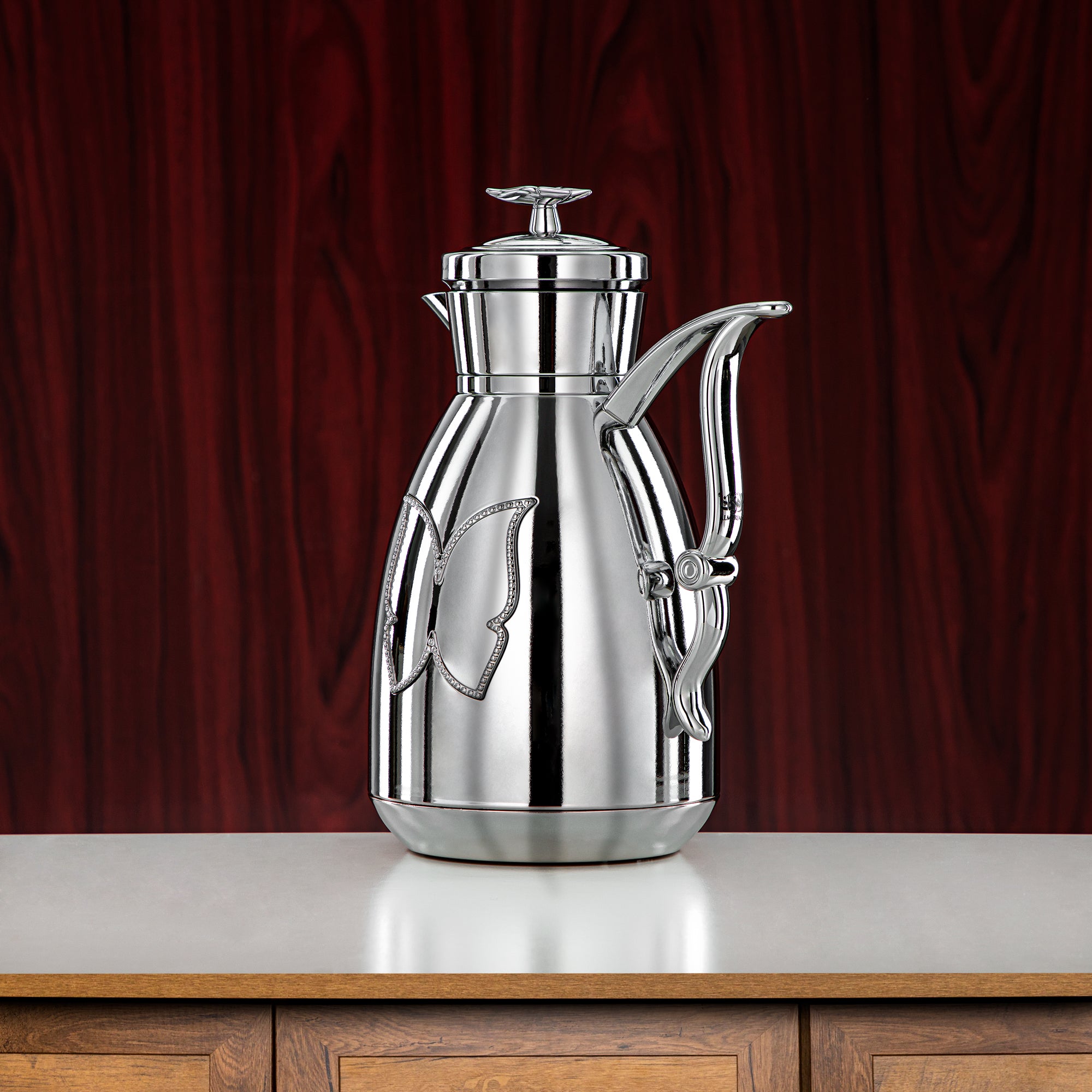 Almarjan Vacuum Flask Set Plastic Push Button 0.7L + 1L Silver (SM-2C142-070/100 ALL C) - Tea & Coffee Flask