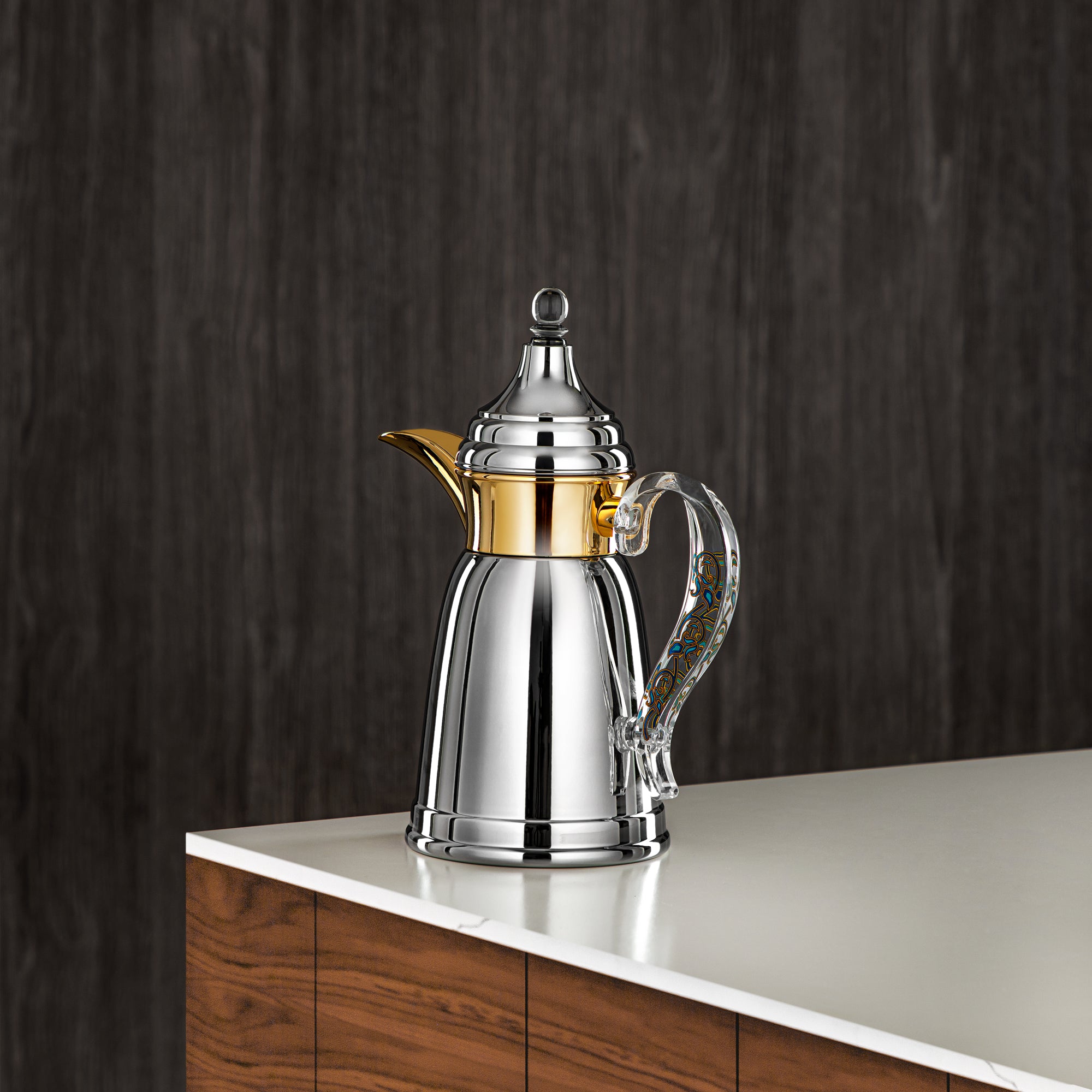 Almarjan 350 ML Stainless Steel Double Wall Flask Silver & Gold - SM-2E02-035 C/G/BLU