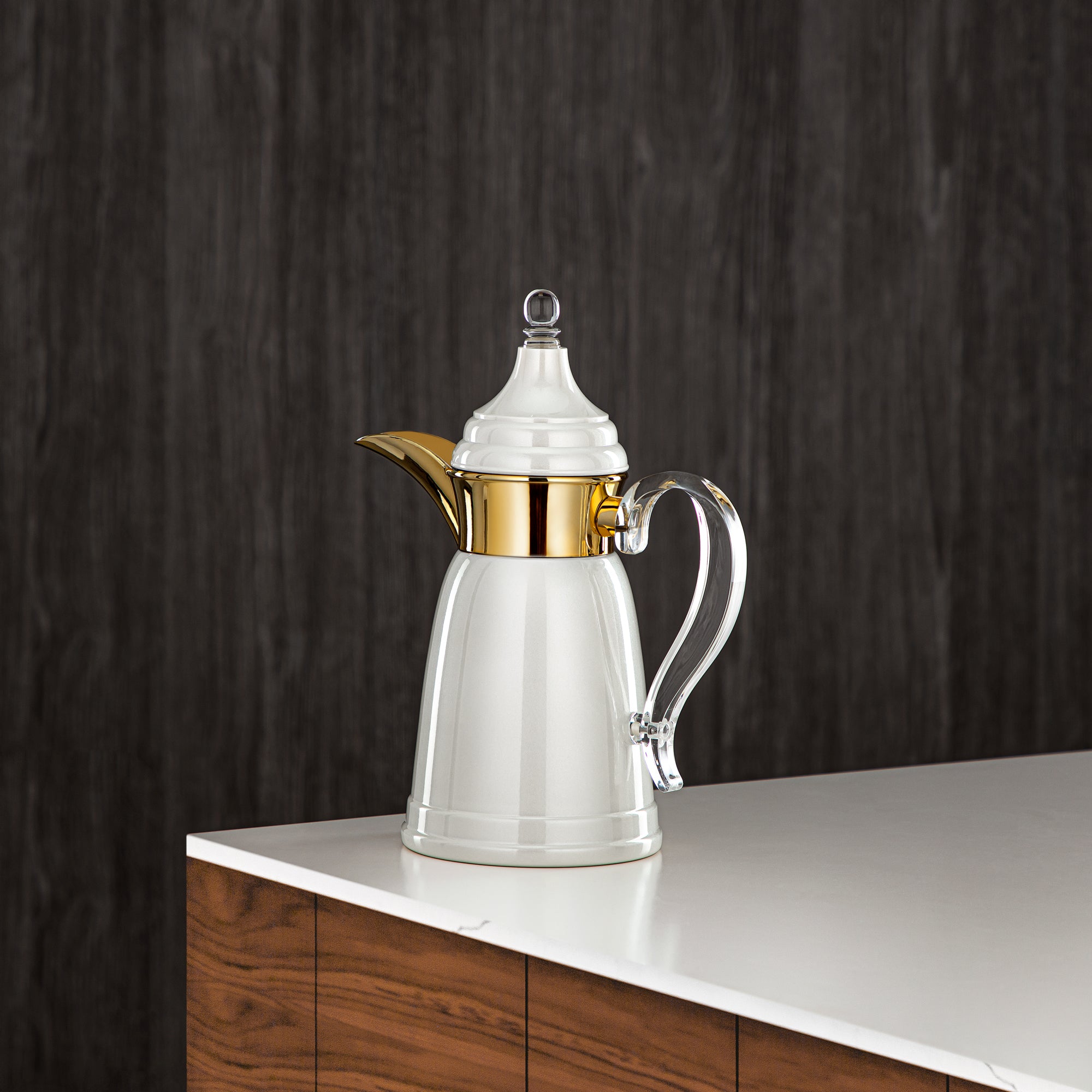 المارجان 350 مل جدار مزدوج من ستانلس ستيل أبيض لؤلؤي وذهبي - SM-2E02-035 PW/G