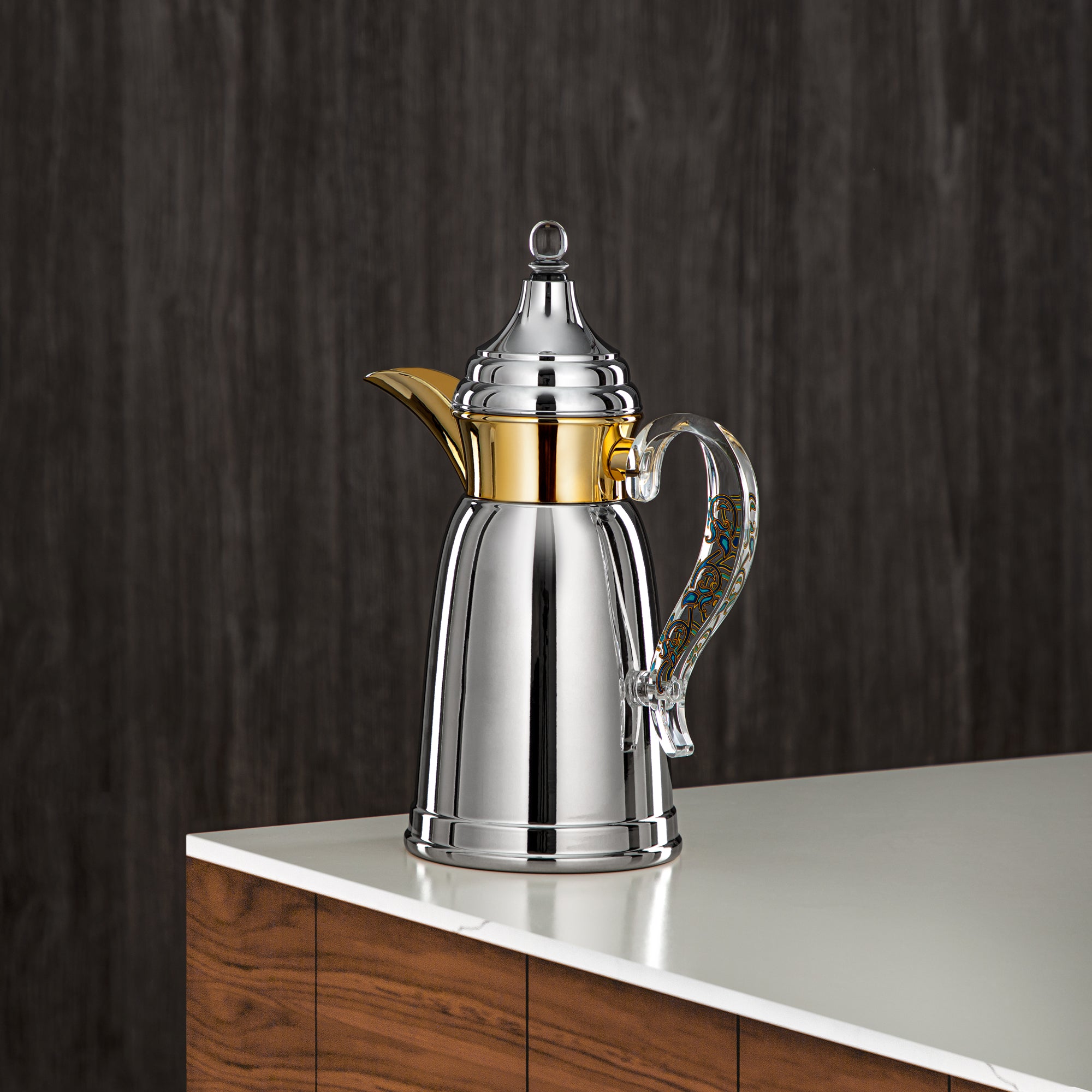 Almarjan 600 ML Stainless Steel Double Wall Flask Silver & Gold - SM-2E02-060 C/G/BLU