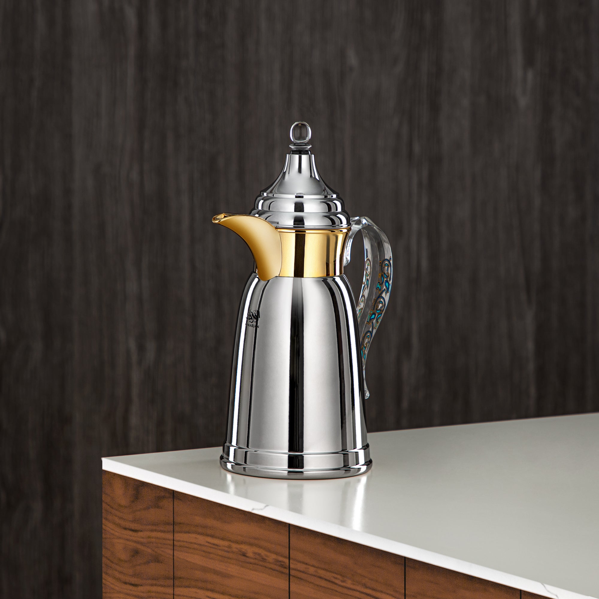 Almarjan 600 ML Stainless Steel Double Wall Flask Silver & Gold - SM-2E02-060 C/G/BLU