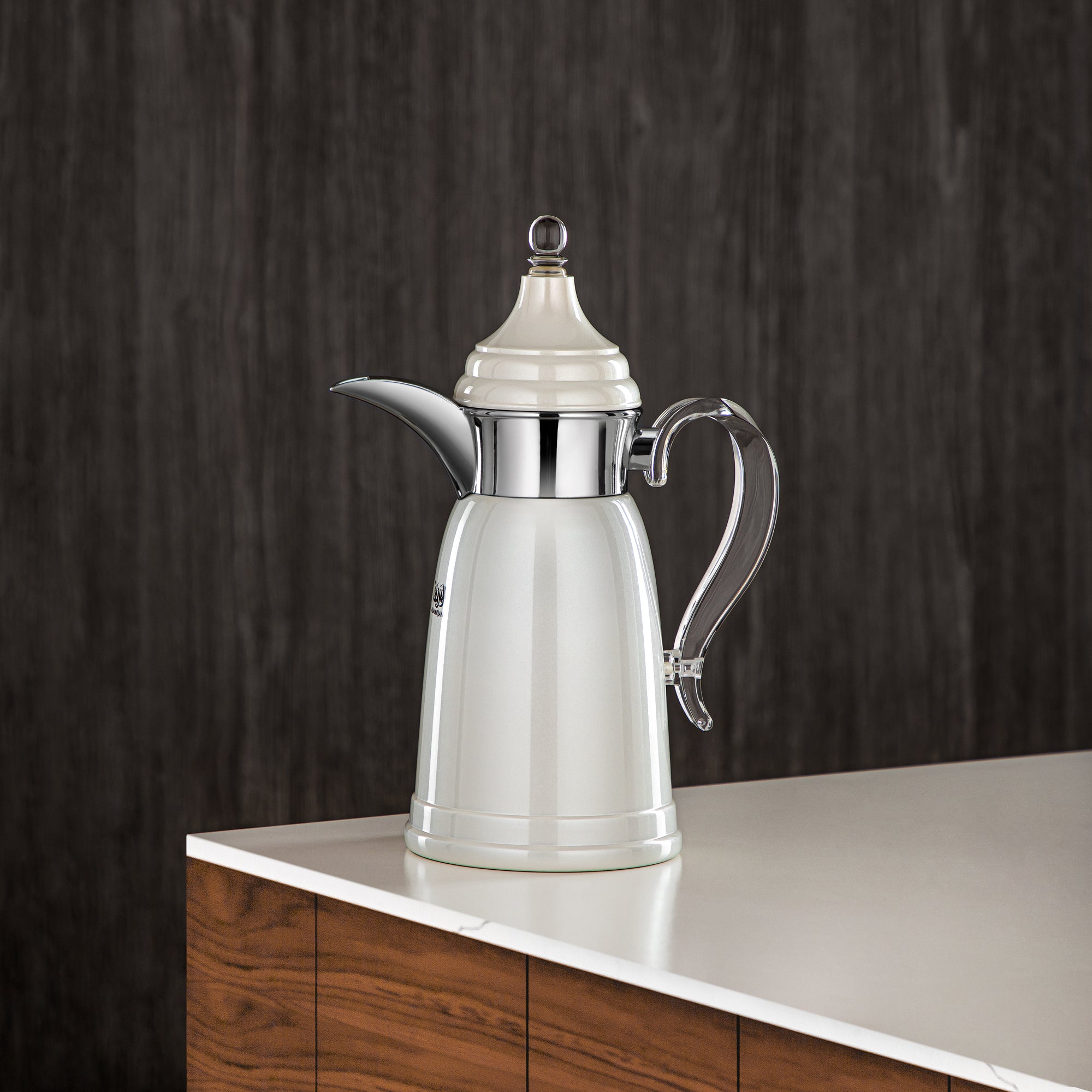 المرجان 600 مل جدار مزدوج من ستانلس ستيل لؤلؤية بيضاء وفضية - SM-2E02-060 PW/C