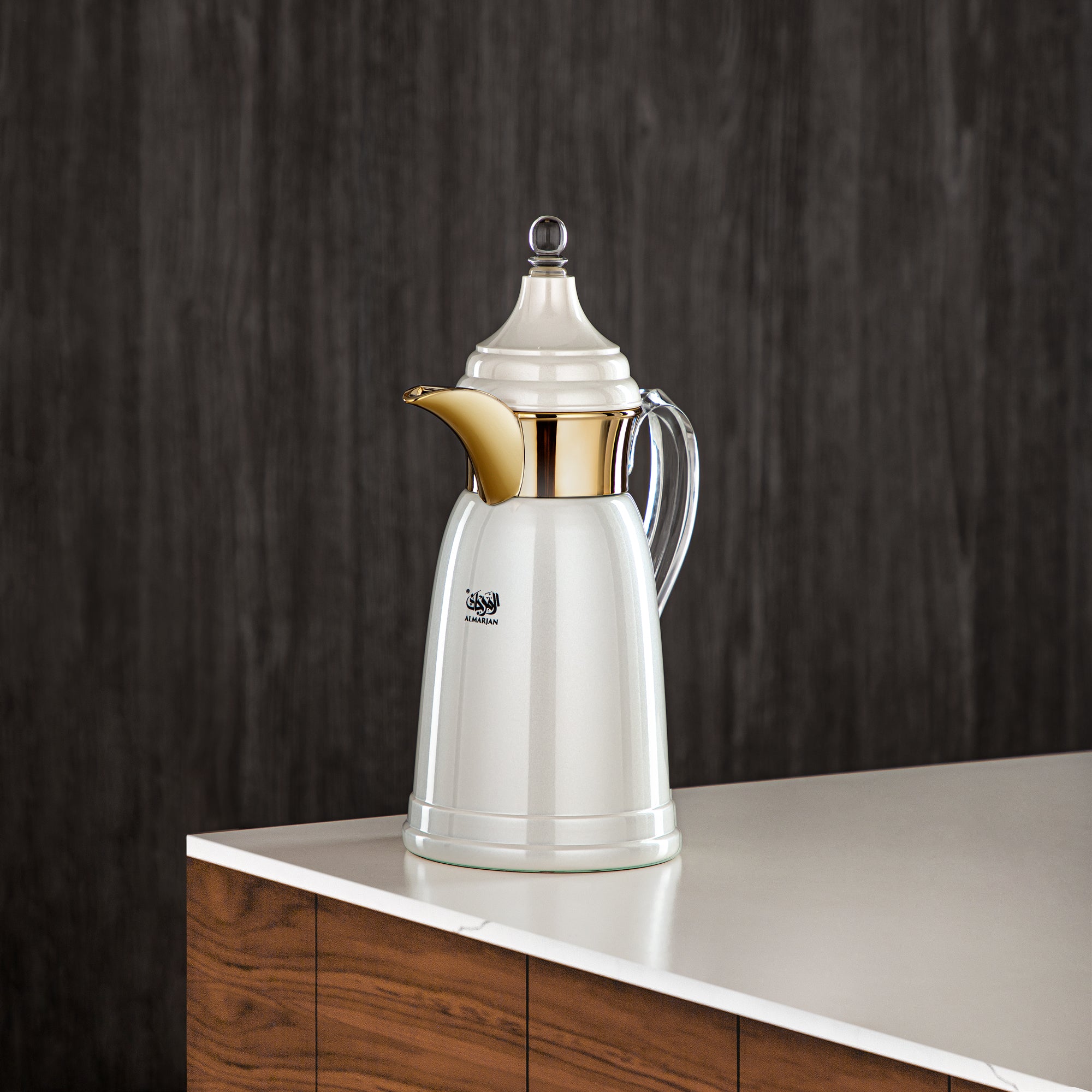 Almarjan 600 ML Stainless Steel Double Wall Flask Pearl White & Gold - SM-2E02-060 PW/G