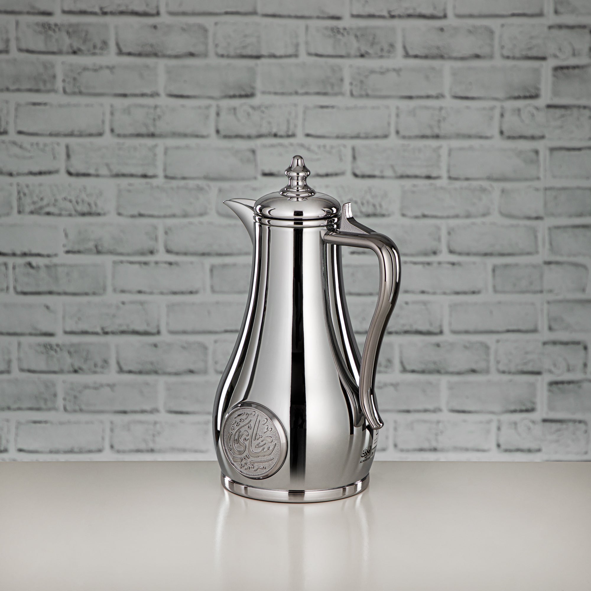 Almarjan Vacuum Flask Set, Push Button - 1L + 1L, Silver (SR-S) - Classic and Elegant