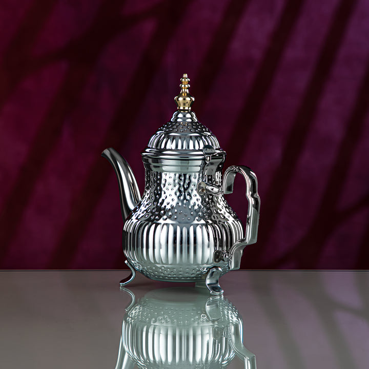 Almarjan 0.8 Liter Marabaa Collection Stainless Steel Teapot Silver & Gold - STS0012997