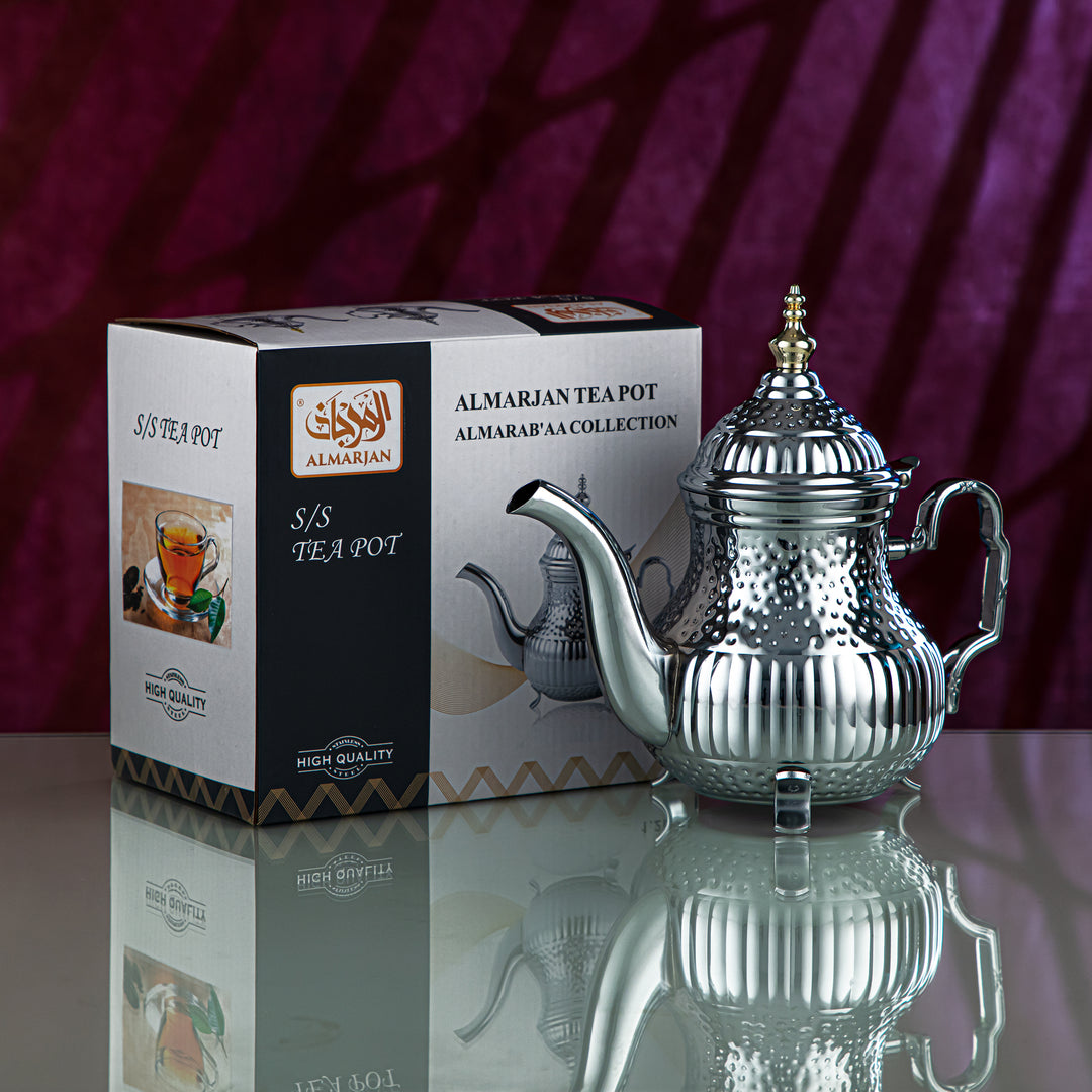 Almarjan 1.2 Liter Marabaa Collection Stainless Steel Teapot Silver & Gold - STS0012998