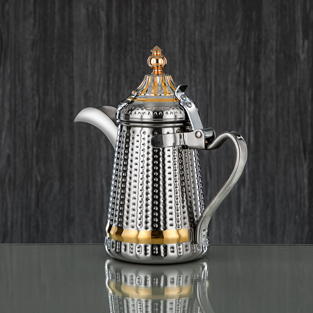 Almarjan 48 Ounce Barari Collection Stainless Steel Coffee Pot Silver & Gold - STS0013043