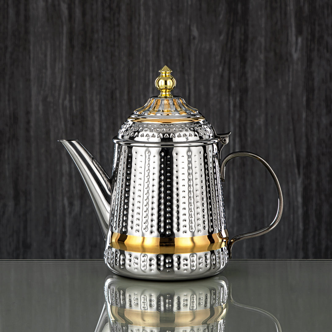 Almarjan 48 Ounce Barari Collection Stainless Steel Teapot Silver & Gold - STS0013058