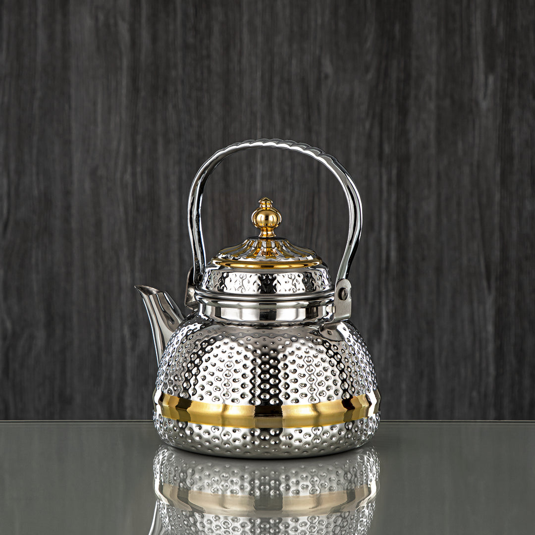 Almarjan 1 Liter Barari Collection Stainless Steel Tea Kettle Silver & Gold - STS0013083