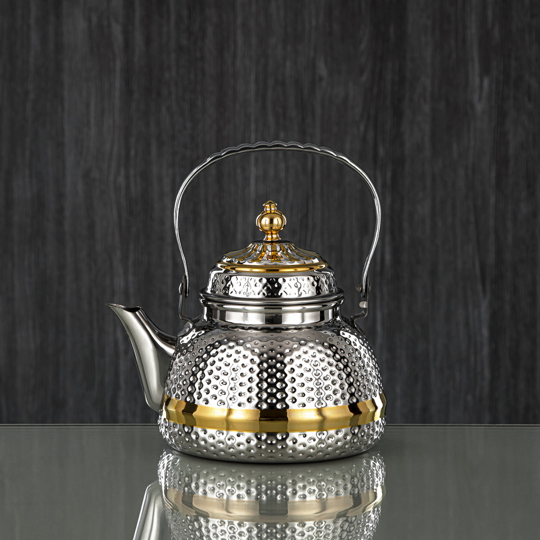 Almarjan 1 Liter Barari Collection Stainless Steel Tea Kettle Silver & Gold - STS0013083