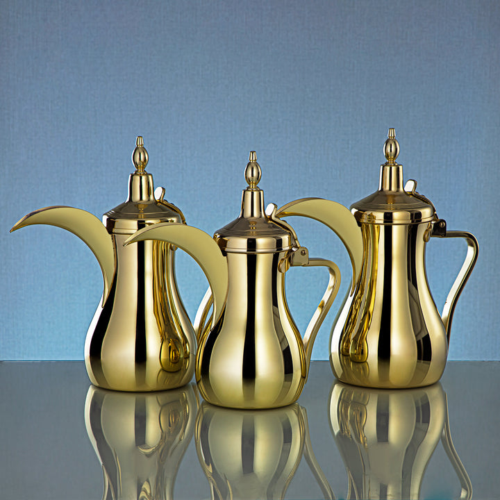 Almarjan 60 Ounce Albawadi Collection Stainless Steel Dallah Gold - STS0013123