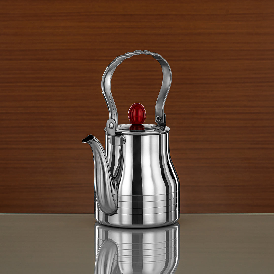 Almarjan 0.9 Liter Elegance Collection Stainless Steel Tea Kettle Silver & Maroon - STS0013139