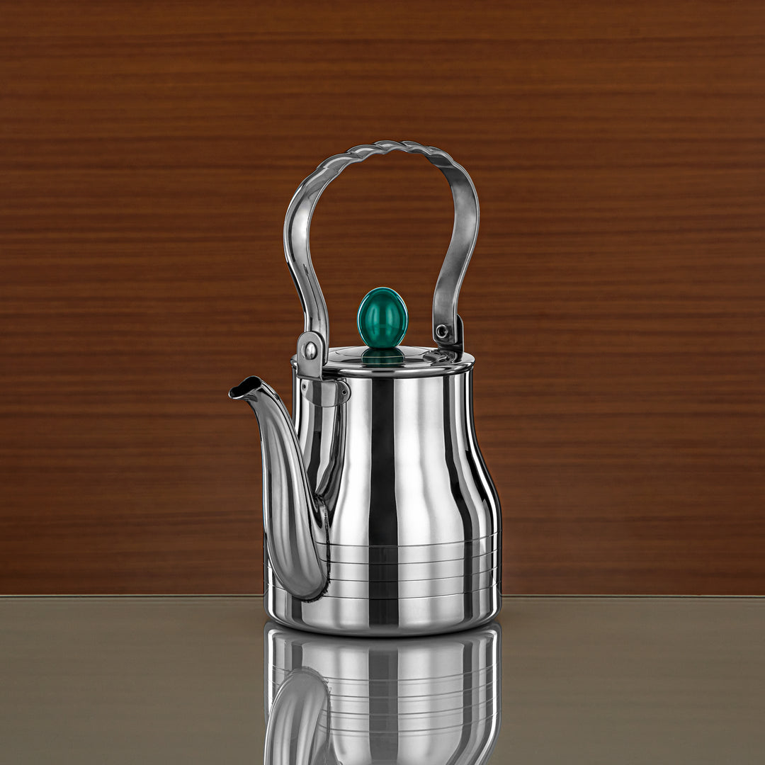 Almarjan 0.9 Liter Elegance Collection Stainless Steel Tea Kettle Silver & Green - STS0013142