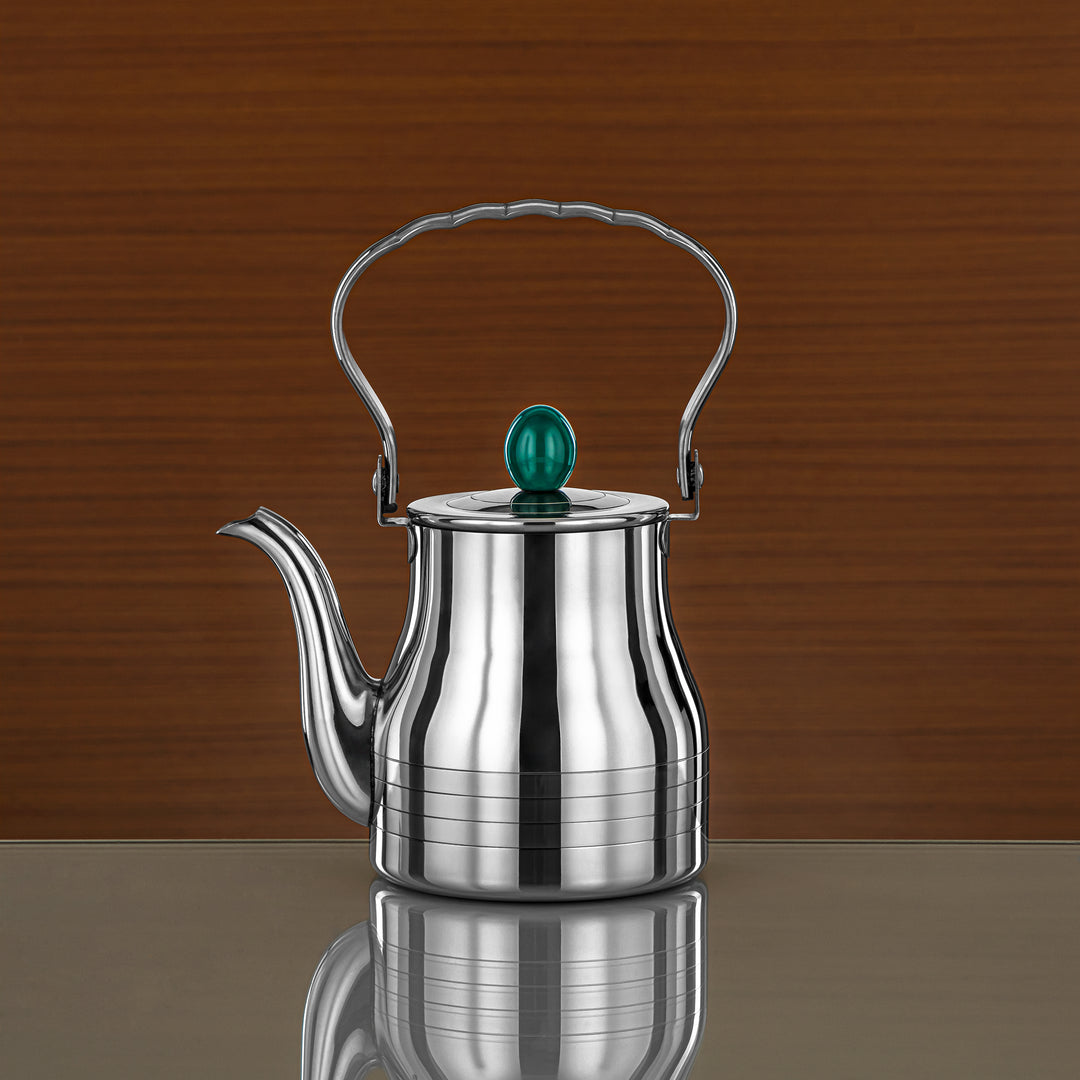 Almarjan 0.9 Liter Elegance Collection Stainless Steel Tea Kettle Silver & Green - STS0013142