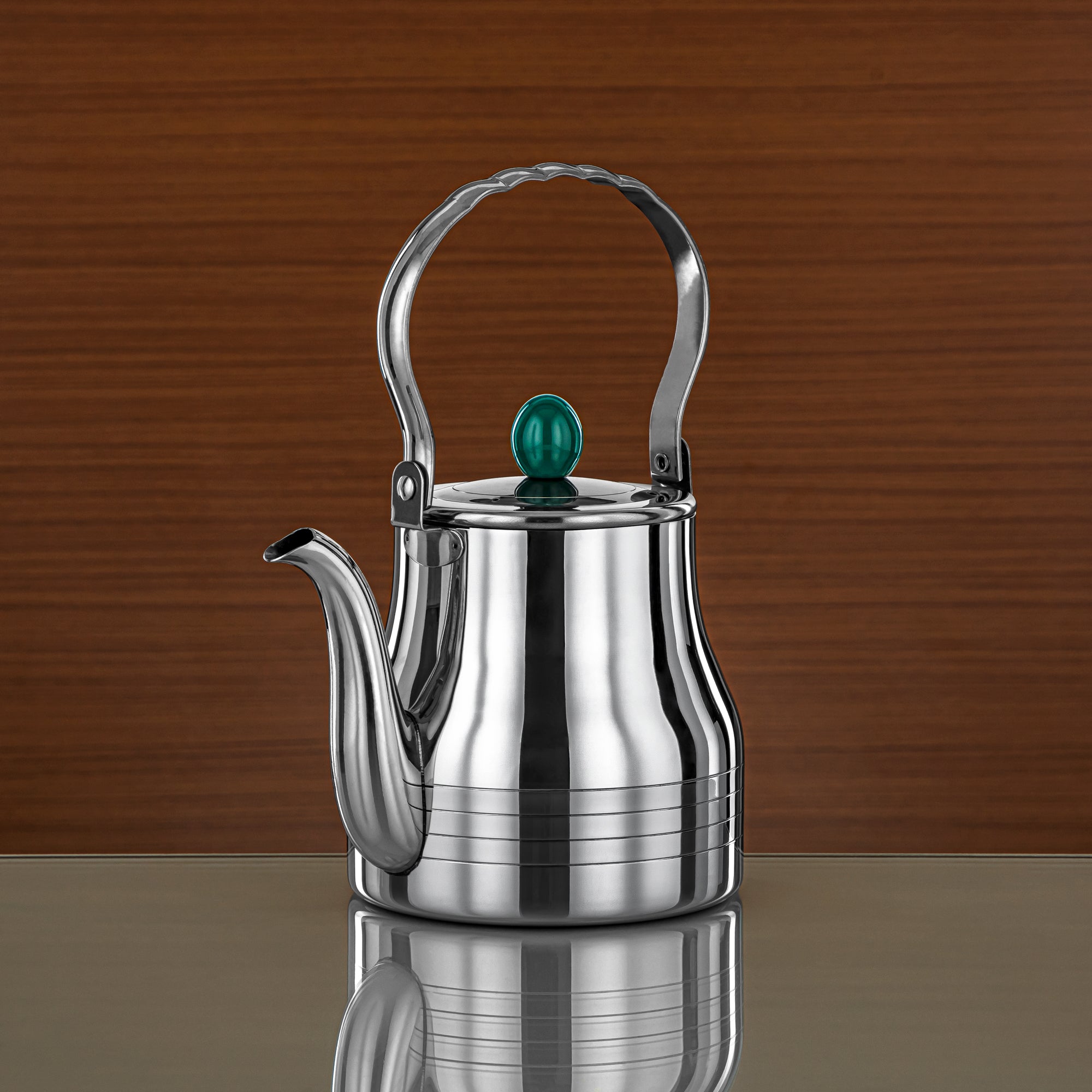 Almarjan 1.2 Liter Elegance Collection Stainless Steel Tea Kettle Silver & Green - STS0013143