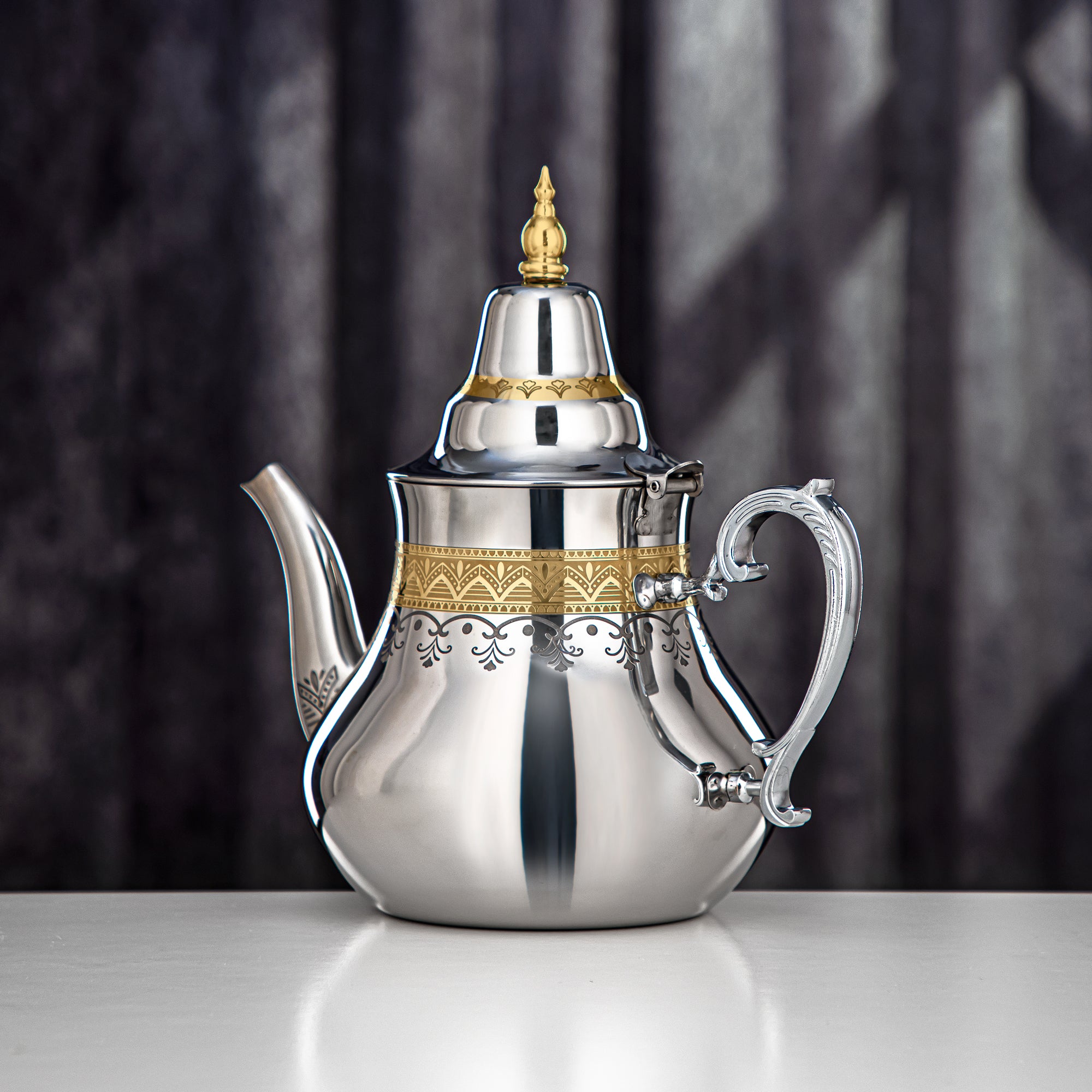 Almarjan Teapot Stainless Steel, Silver & Gold, 2L (STS0013169) Sahara Collection