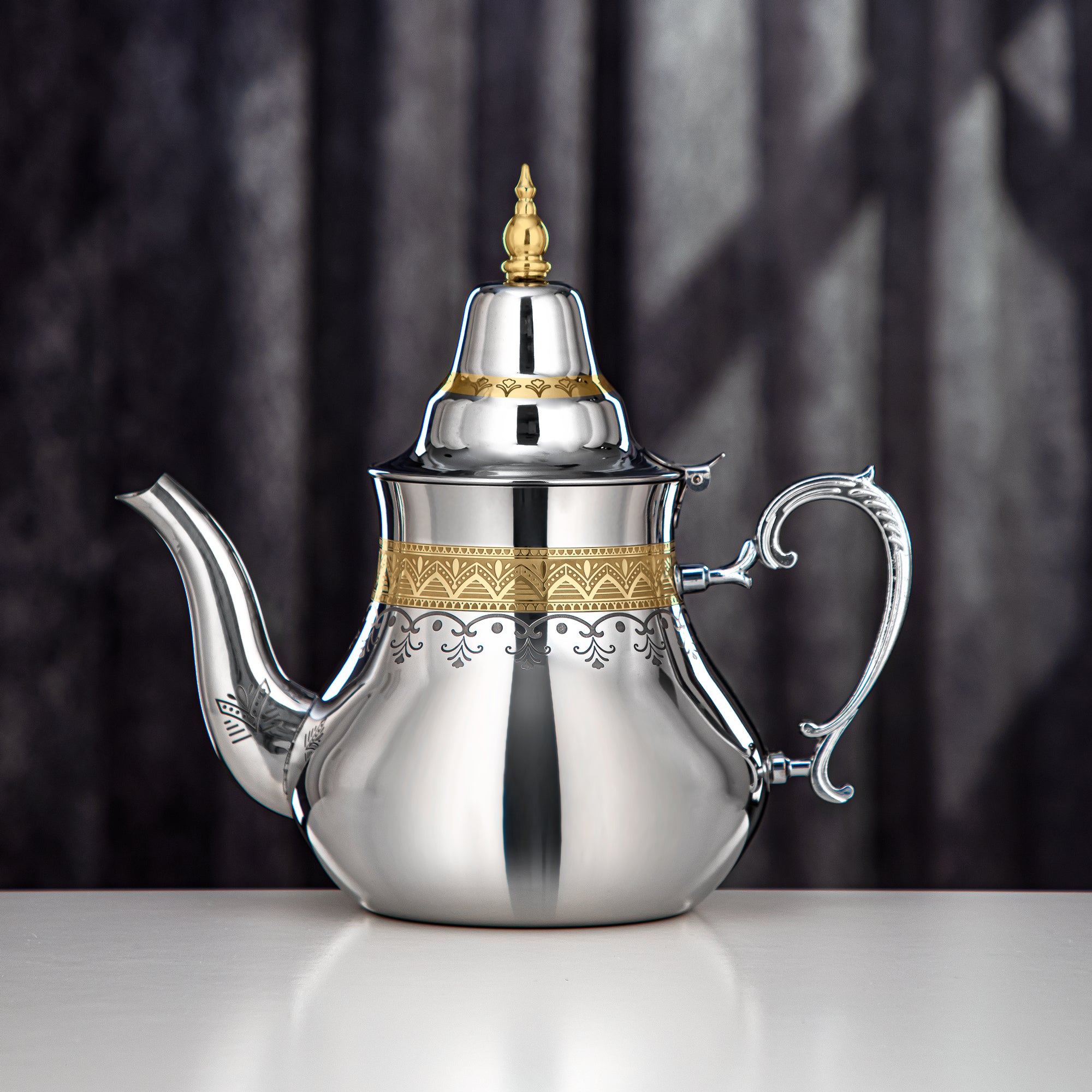 Almarjan Teapot Stainless Steel, Silver & Gold, 2L (STS0013169) Sahara Collection