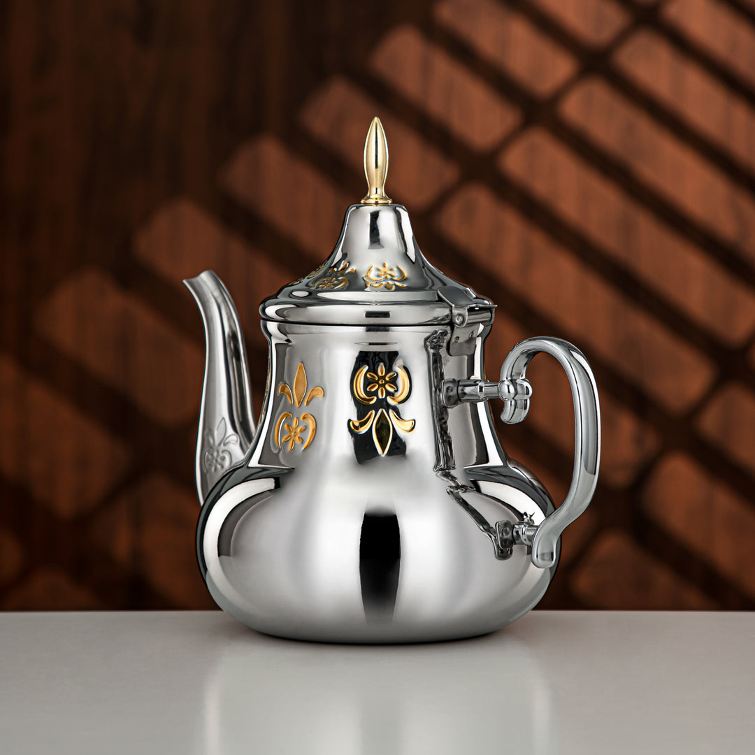 Almarjan 2 Liter Sahara Collection Stainless Steel Teapot Silver & Gold - STS0013185