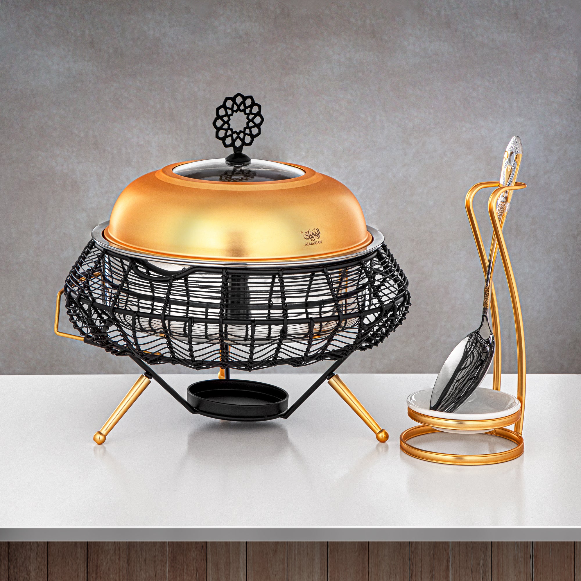 Almarjan 2000 ML Chafing Dish Black & Gold - STS0013226