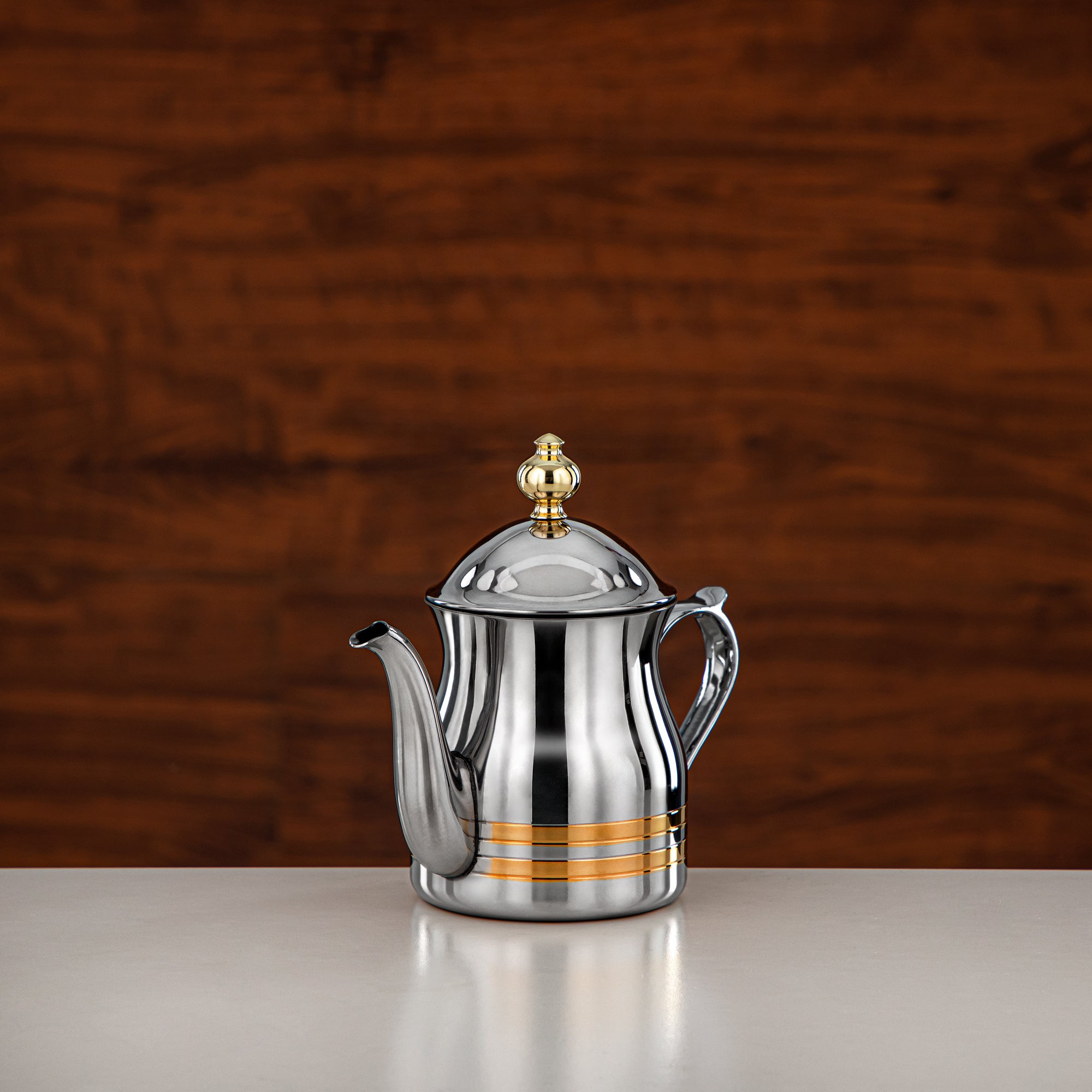 Almarjan Teapot 13oz Silver Gold – Elegance