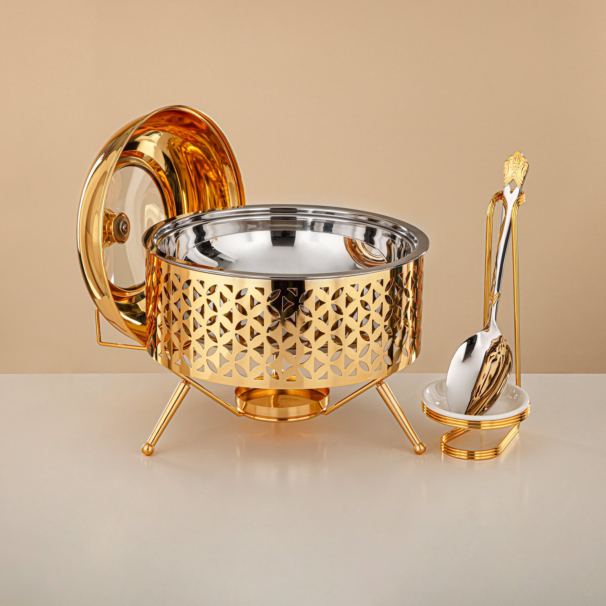 Almarjan Chafing Dish, Gold, 2000ML (STS0013302) Ramadan & Eid Buffets