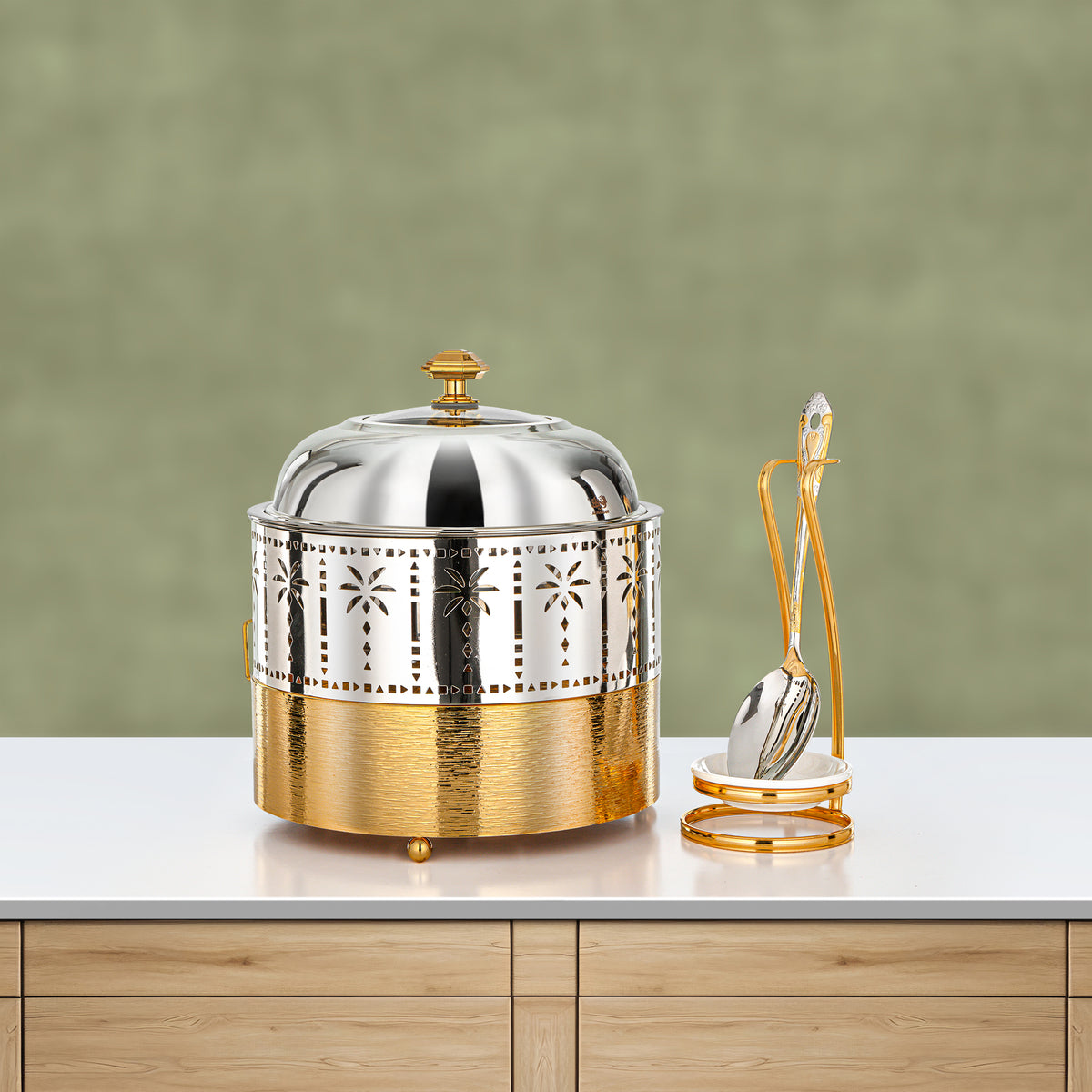 Almarjan 2L Chafing Dish, Brushed Gold & Silver
