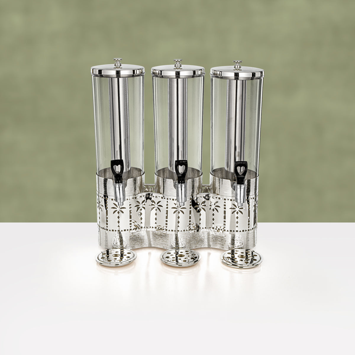 Almarjan Triple Juice Dispenser 3 L & 3 L & 3 L, Brushed Silver