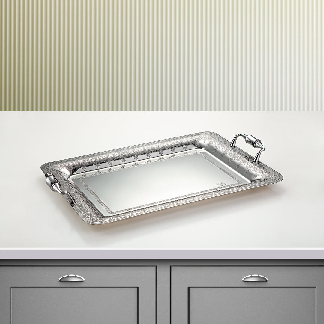 Almarjan 45 CM Teresa Collection Stainless Steel Serving Tray Silver - STS2051227
