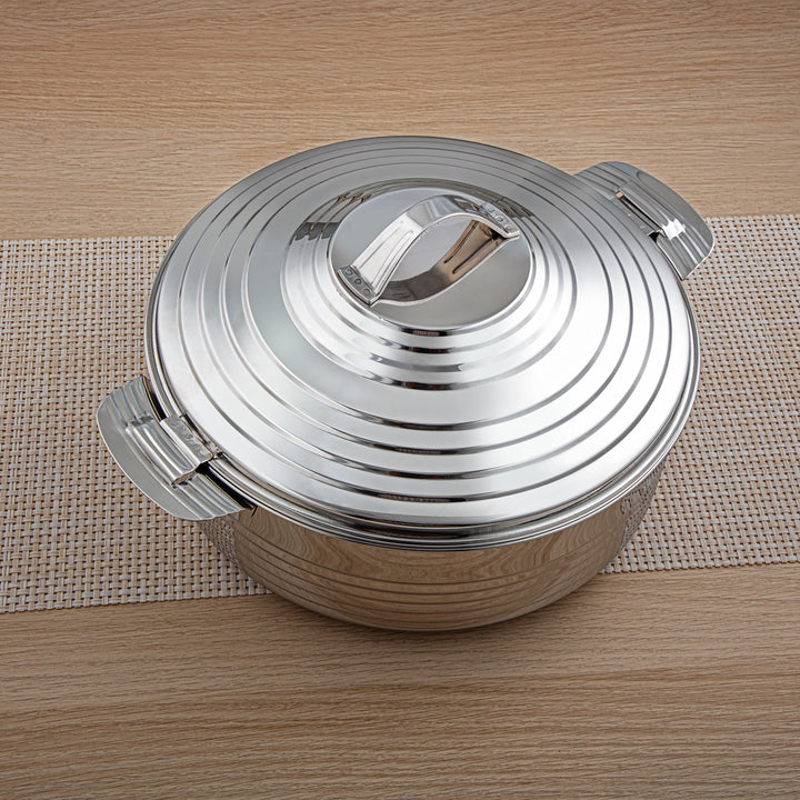 Almarjan 3 Pieces Medium Royal Collection Stainless Steel Hot Pot Silver - H23P4