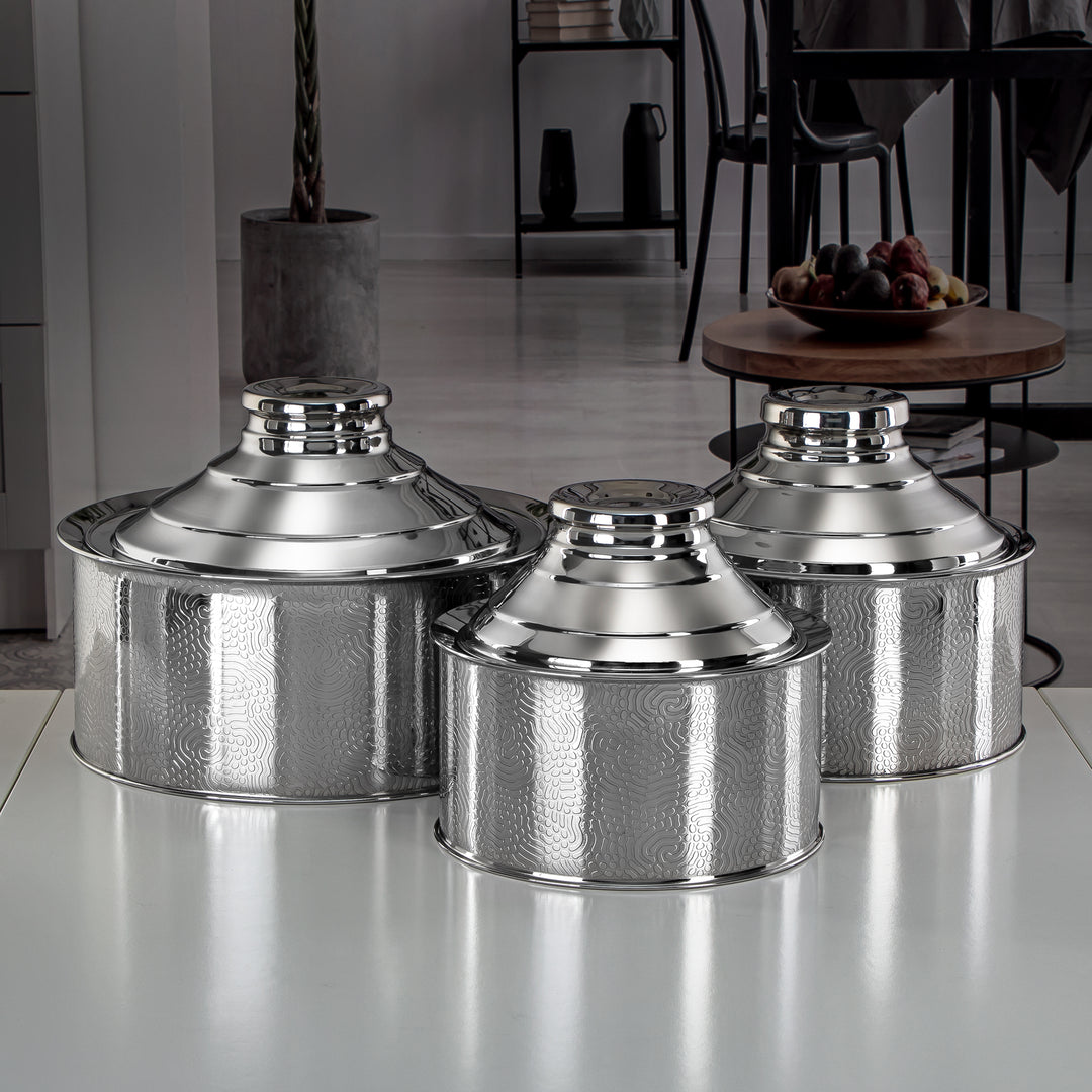 Almarjan 3 Pieces Basrai Collection Stainless Steel Hot Pot - H23E29