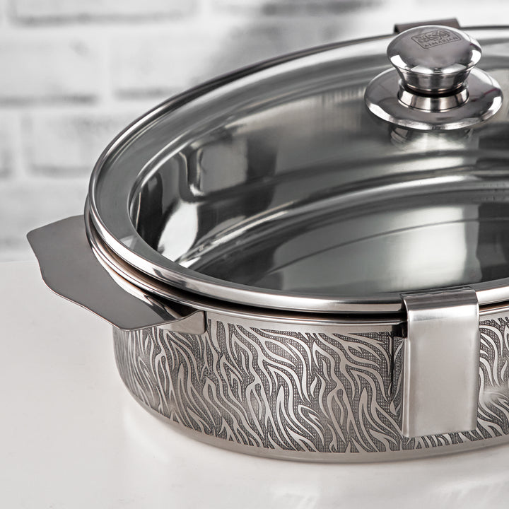 Almarjan 30 CM Mandi Collection Stainless Steel Hot Pot With Glass Cover Silver - H24P1