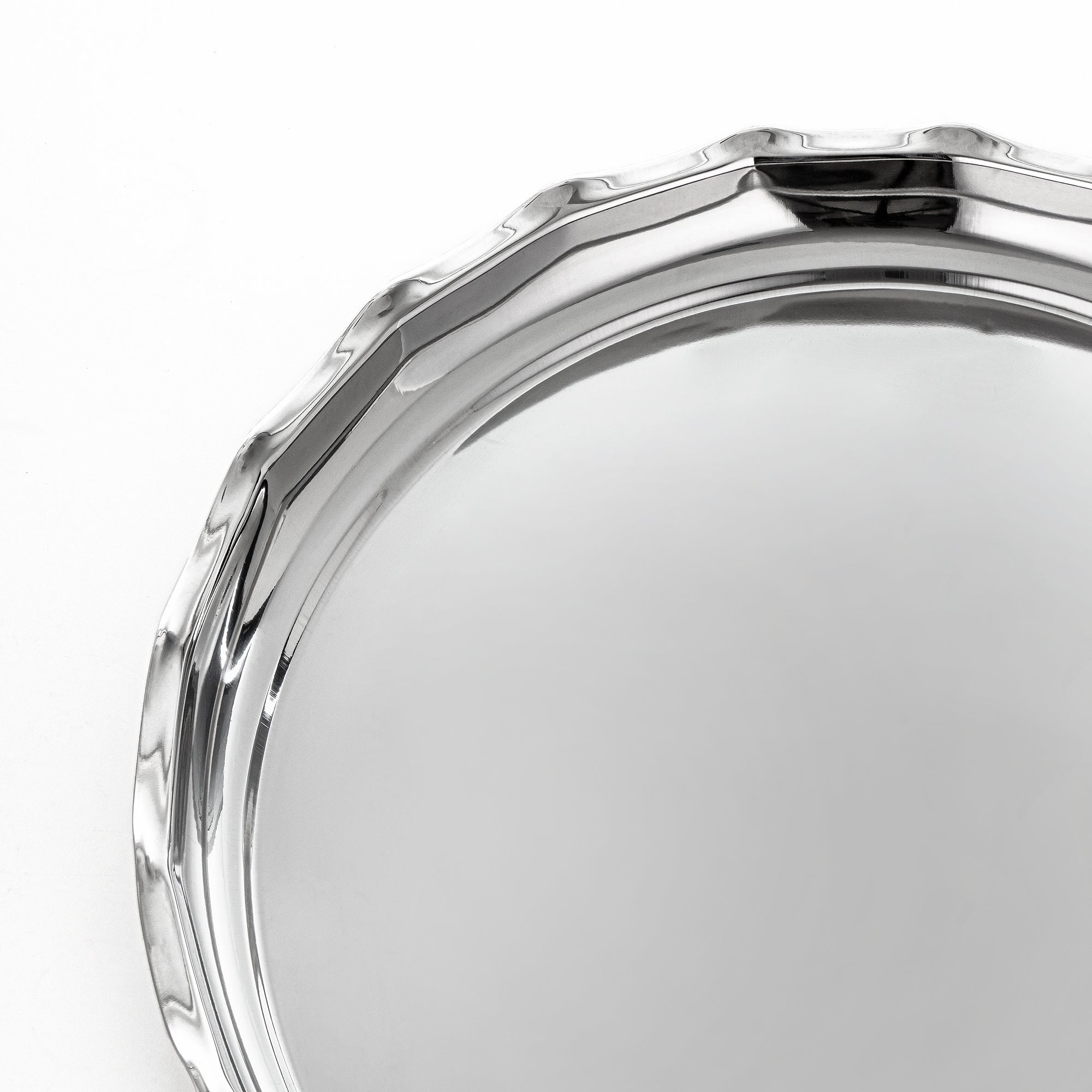 Almarjan Round Tray Stainless Steel Mirror Finish 50 cm (STS0293293) – Wave Collection | Ramadan & Gatherings