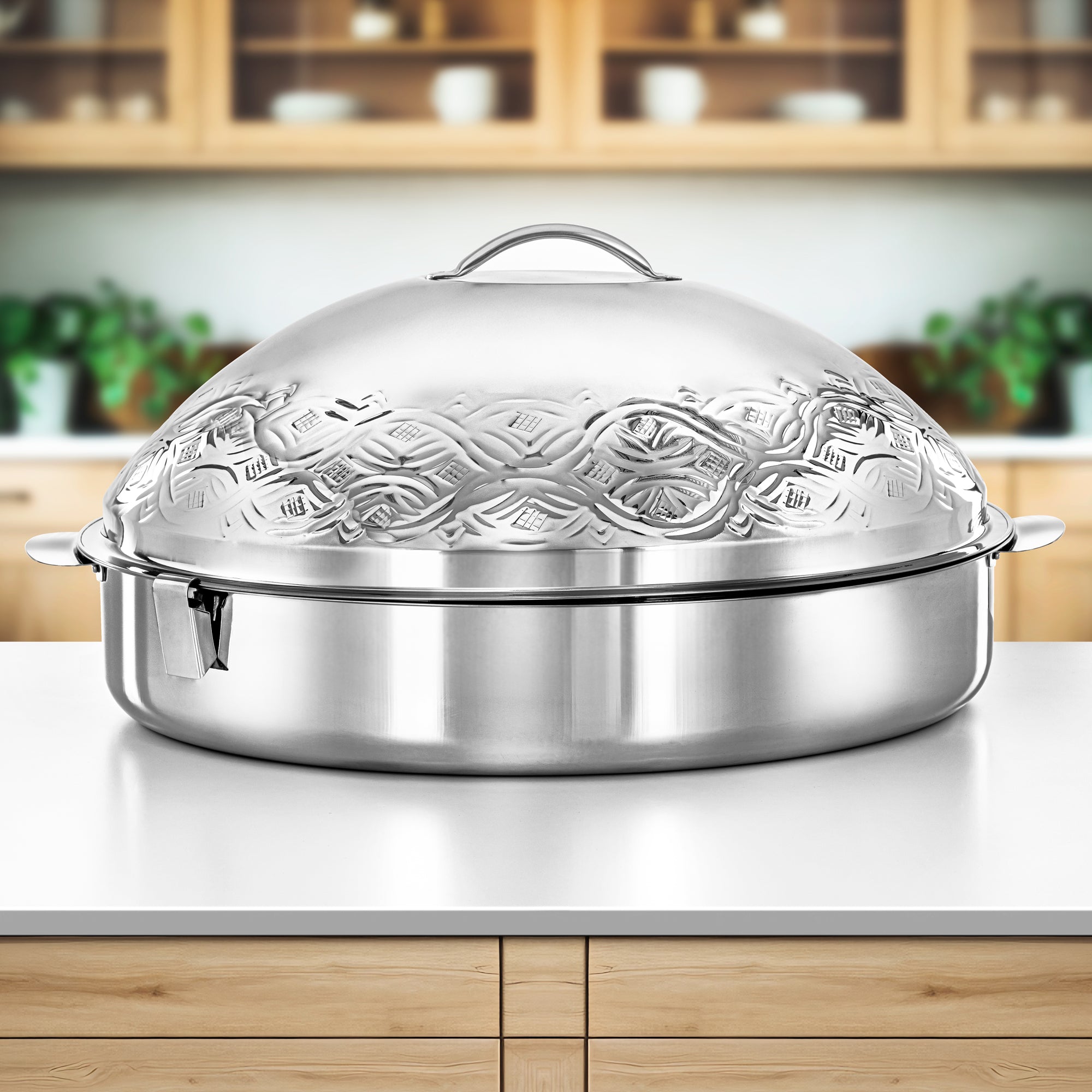 Almarjan Hot Pot Stainless Steel, Oval 75CM, Silver (H24M3) - Marmar Collection