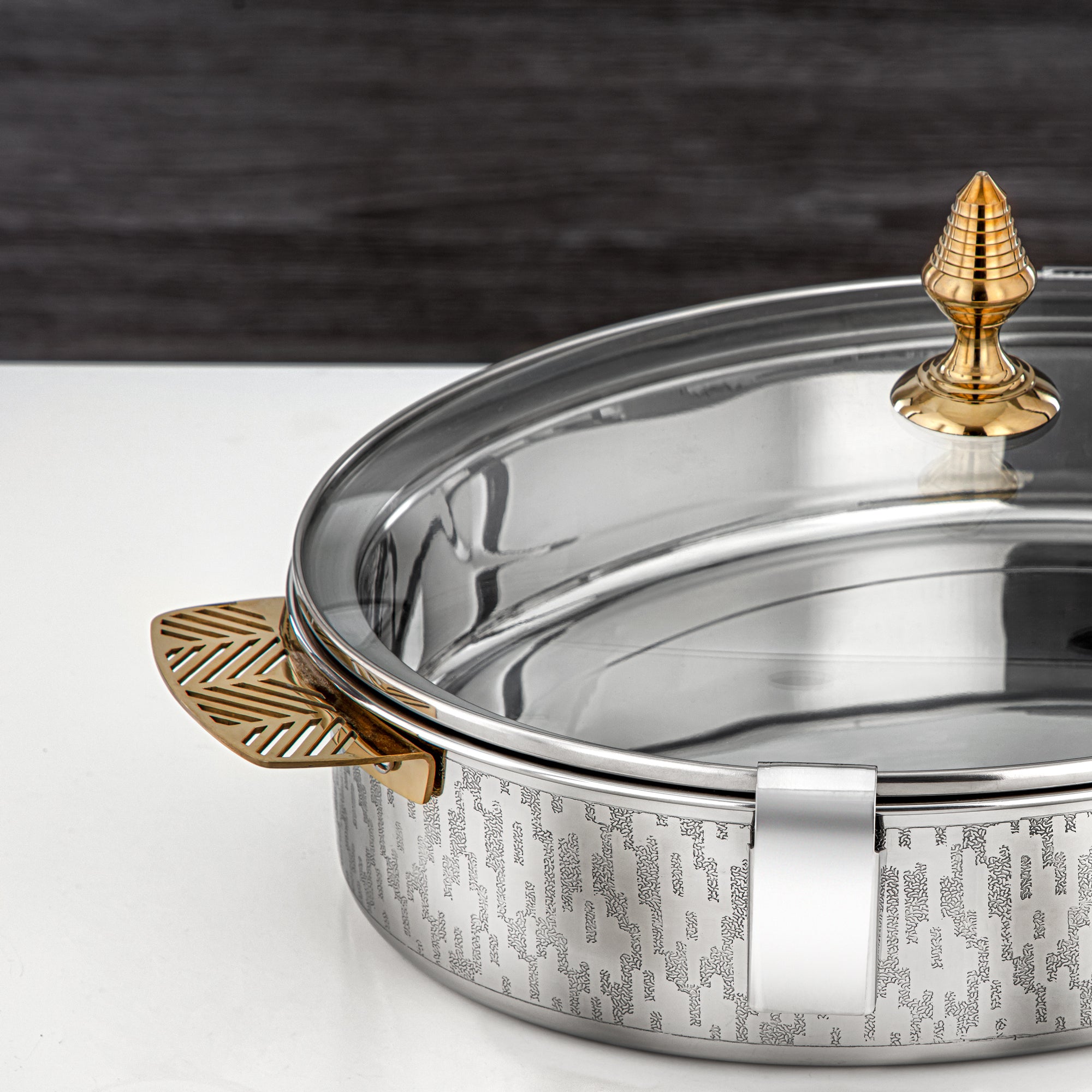 Almarjan Mandi Collection Hot Pot 35cm Silver & Gold