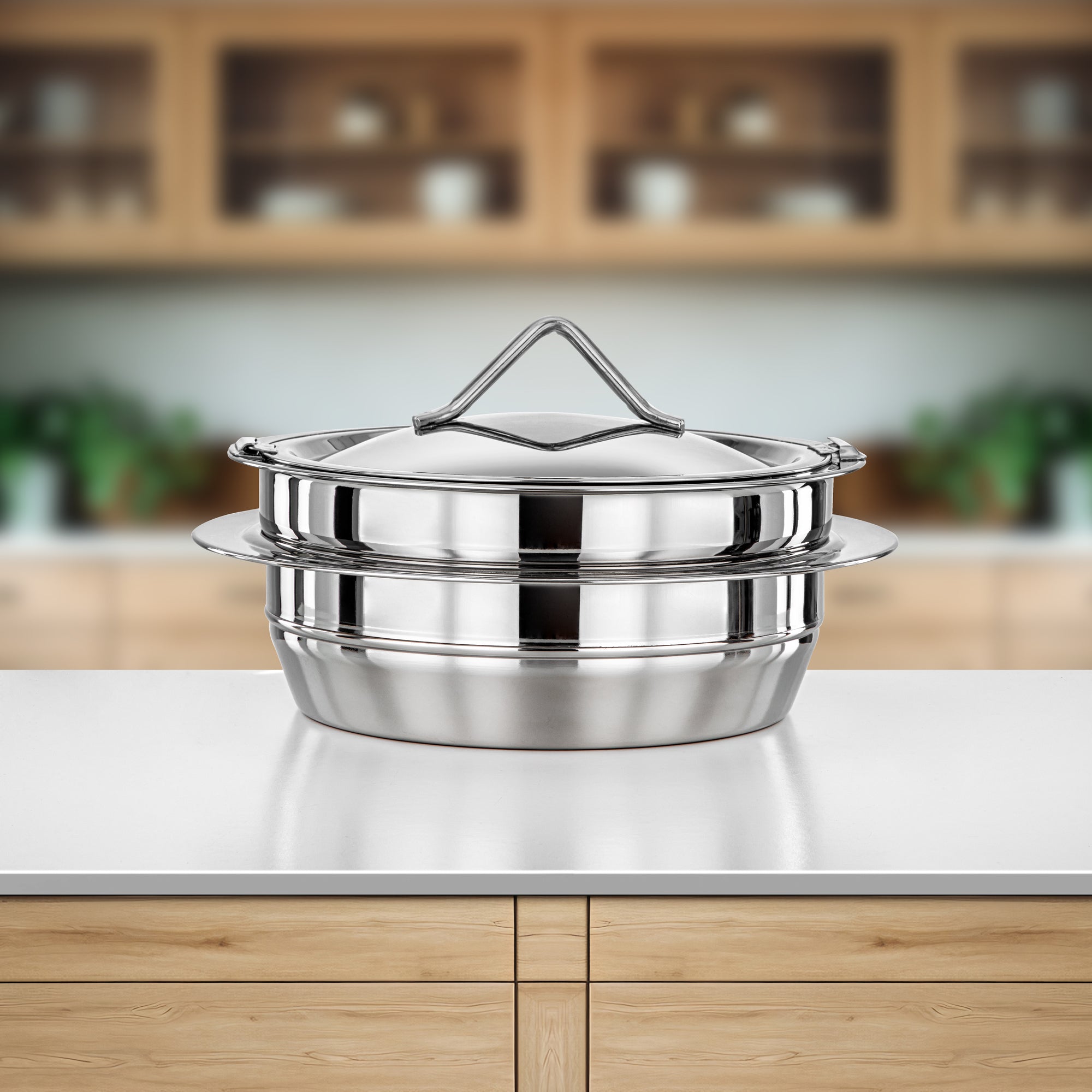 Almarjan Hot Pot Set Stainless Steel 3000ml + 4000ml + 6000ml (H25P6) – Tara Collection | Elegant Serving for Ramadan & Gatherings