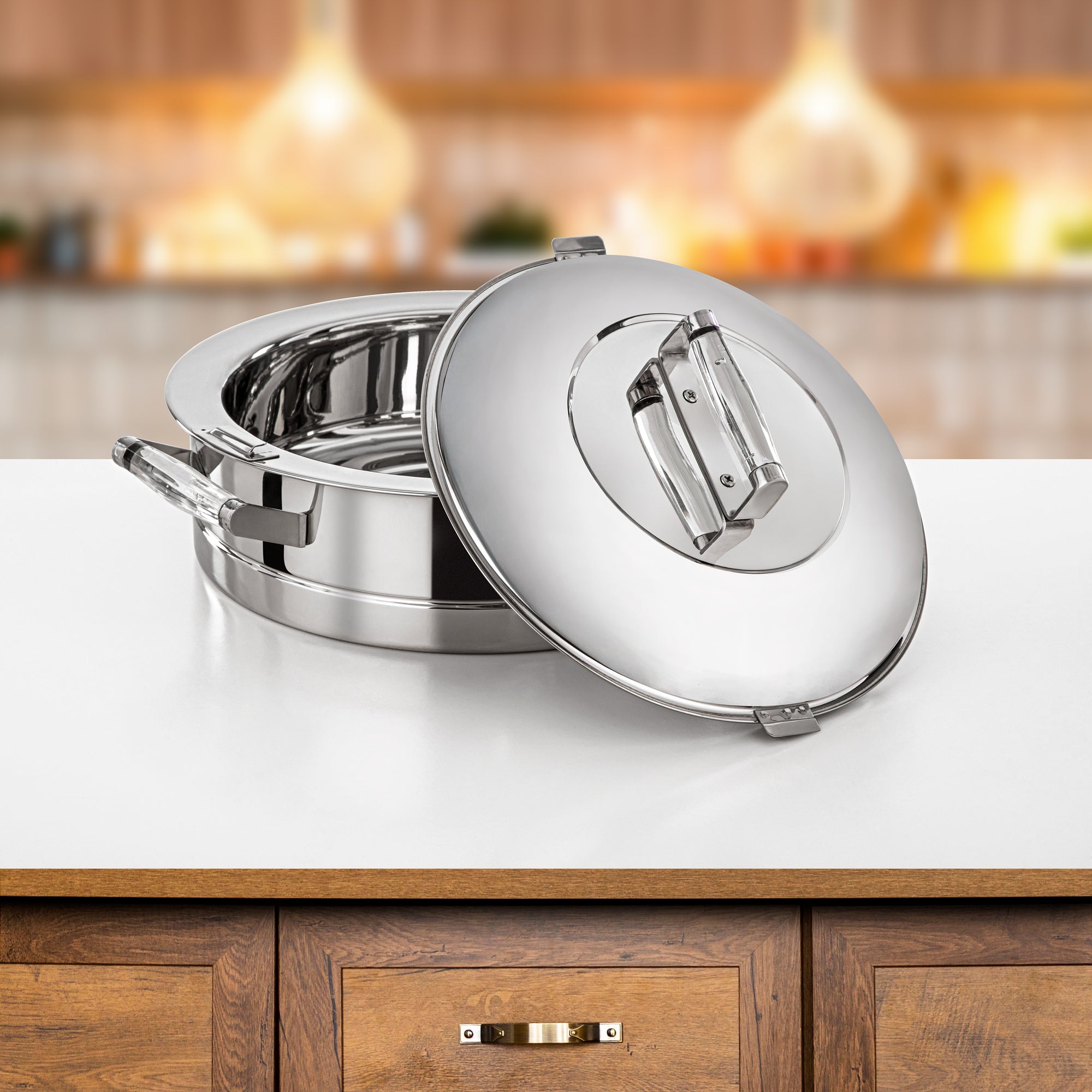 المرجان حرارات طقم ستانلس ستيل 25cm + 30cm + 35cm (H25P7) – مجموعة أريج | تقديم أنيق لرمضان والتجمعات