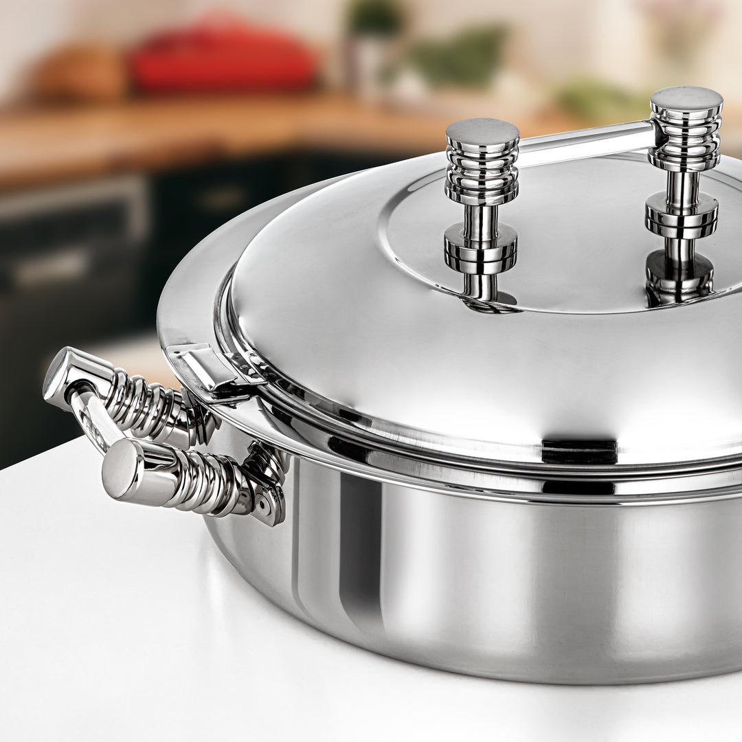 Almarjan Hot Pot Stainless Steel, Silver, Acrylic Handle 35CM (H25P12) - Areej Collection, Ramadan & Eid