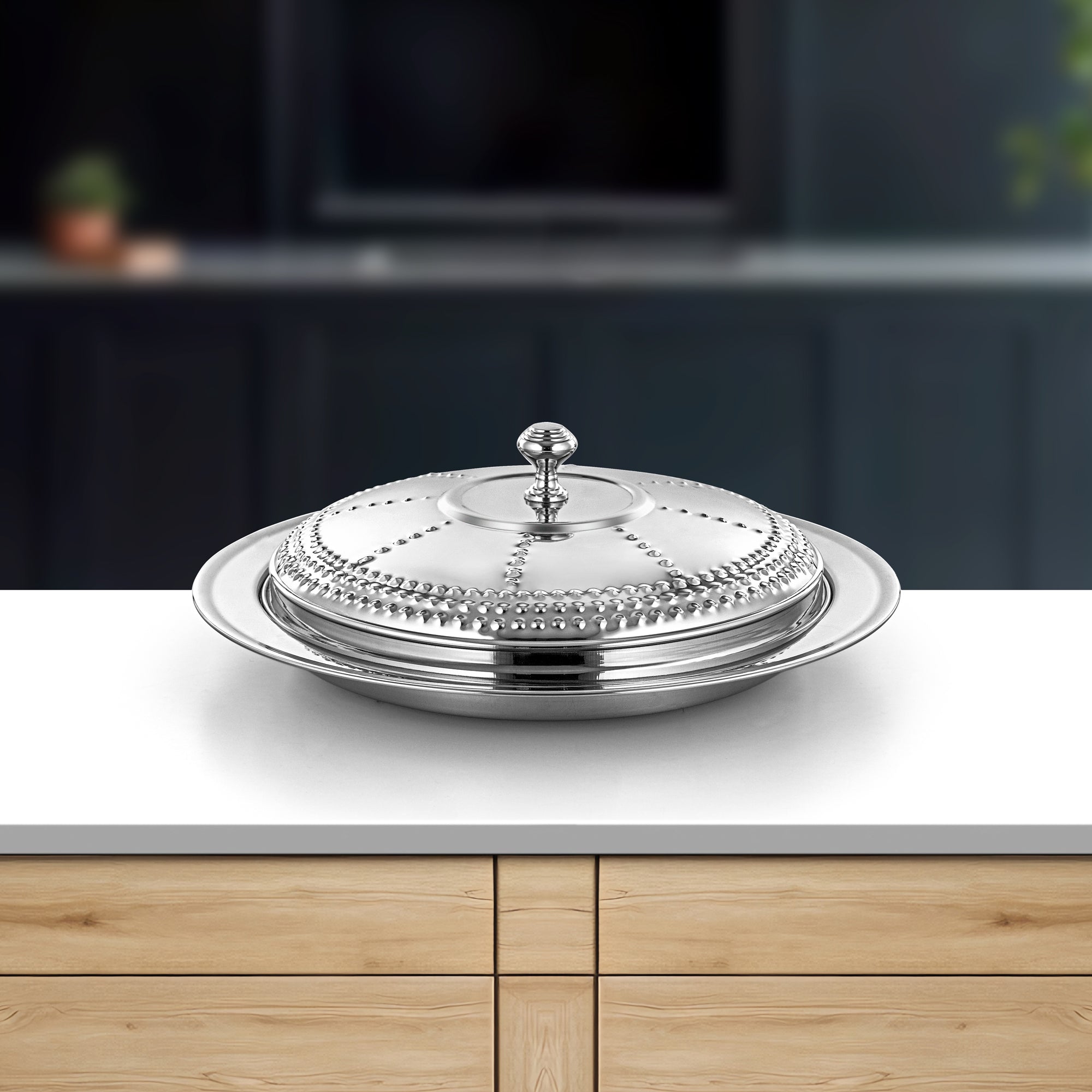 Almarjan Tray with Cover 40cm Silver