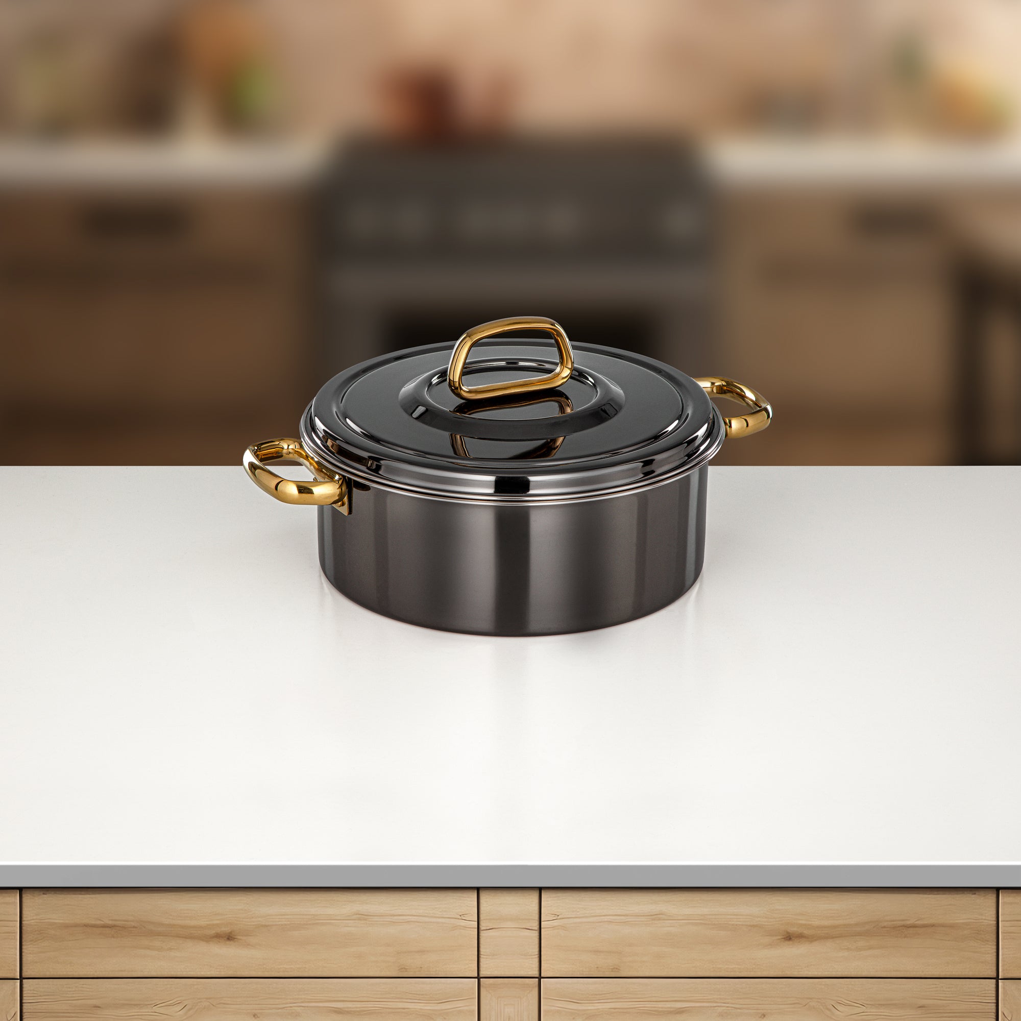 Almarjan Diana Hot Pot 25 cm Gun Black & Gold