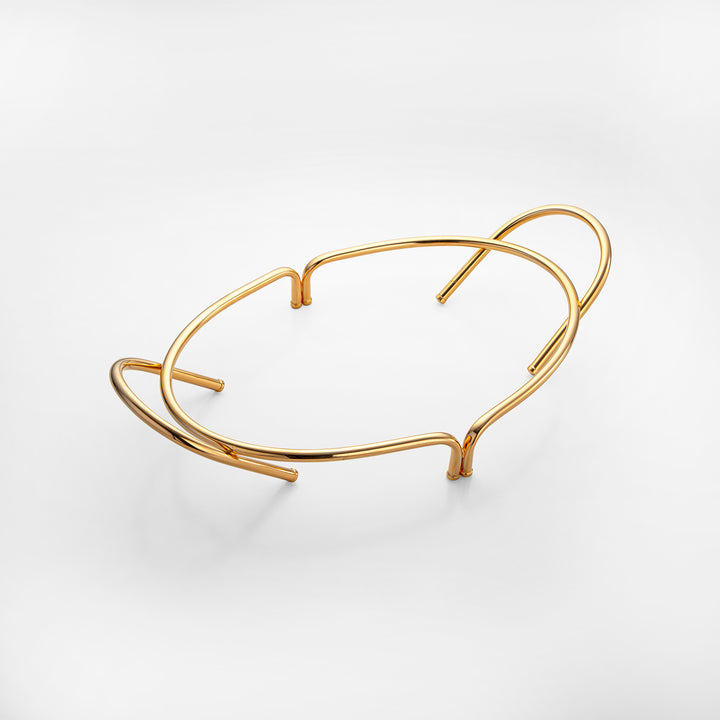 Almarjan Gold-Plated Oval Serving Tray with Porcelain Bowl - 45CM, Made in Italy