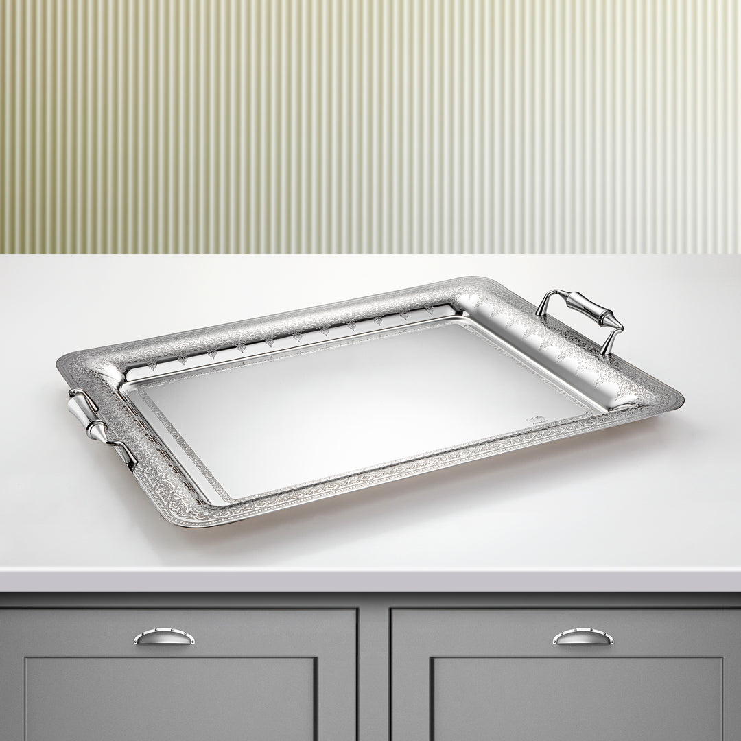 Almarjan 57 CM Teresa Collection Stainless Steel Serving Tray Silver - STS2051219