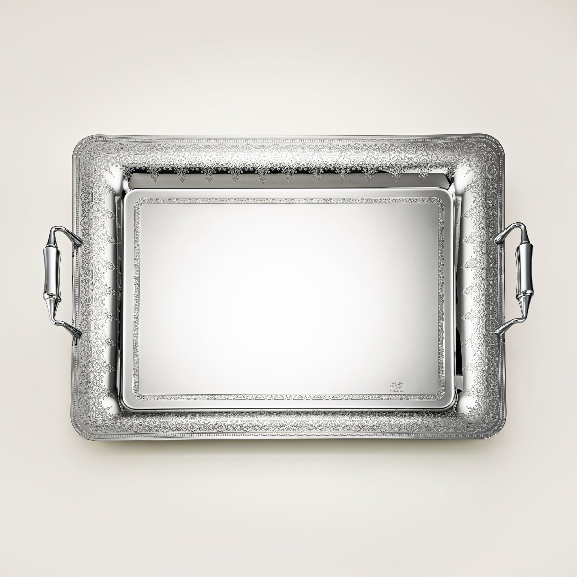 Almarjan 57 CM Teresa Collection Stainless Steel Serving Tray Silver - STS2051229