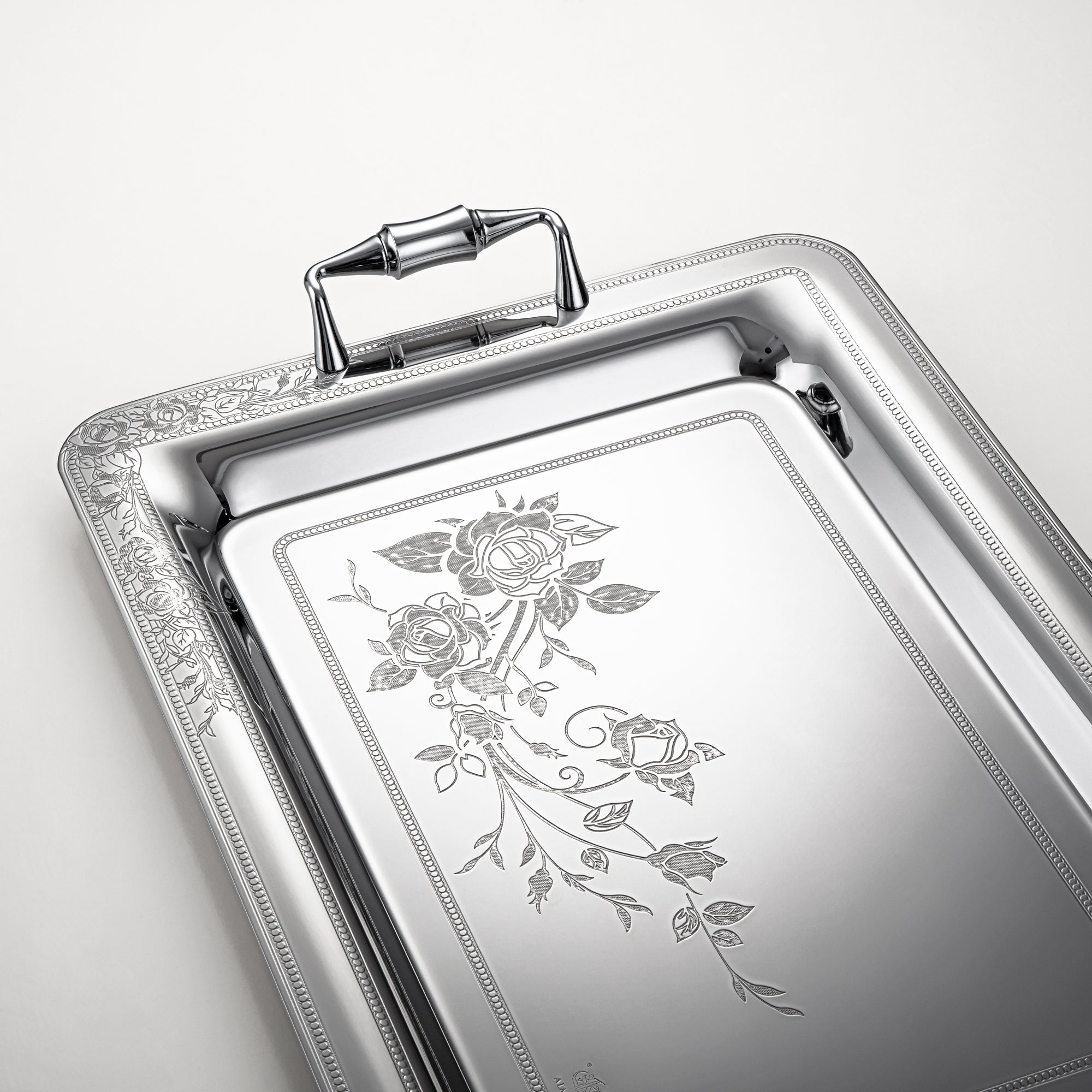 Almarjan 45 CM Lea Collection Stainless Steel Serving Tray Silver - STS2051267