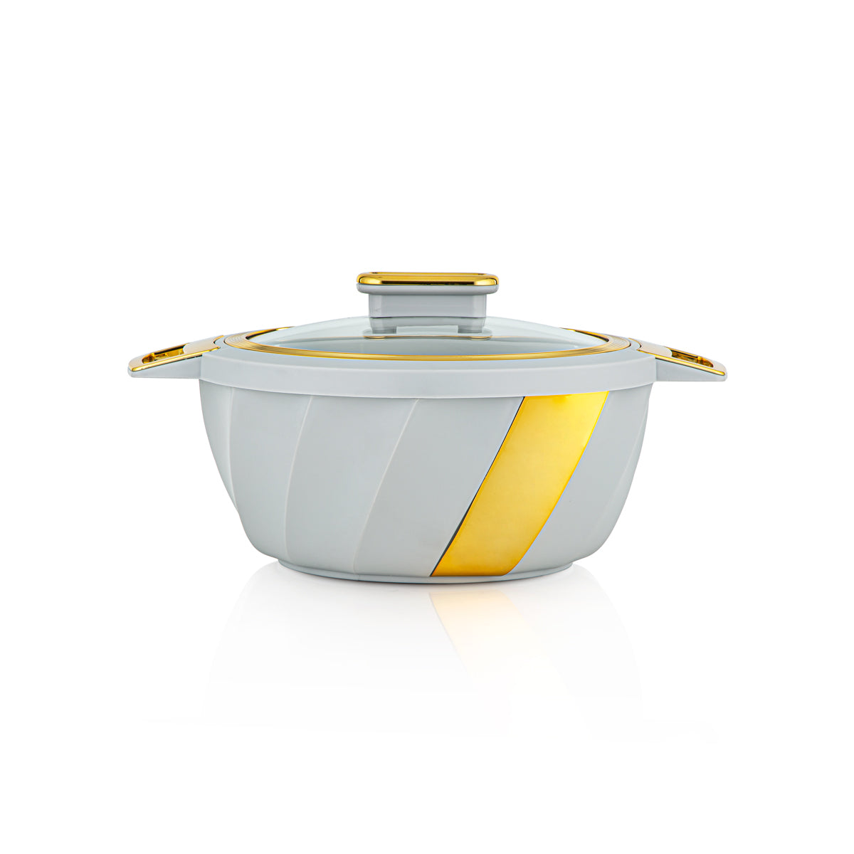 Almarjan 3 Piece Salwa Collection Plastic Hot Pot Light Grey & Gold - SW001G G/G