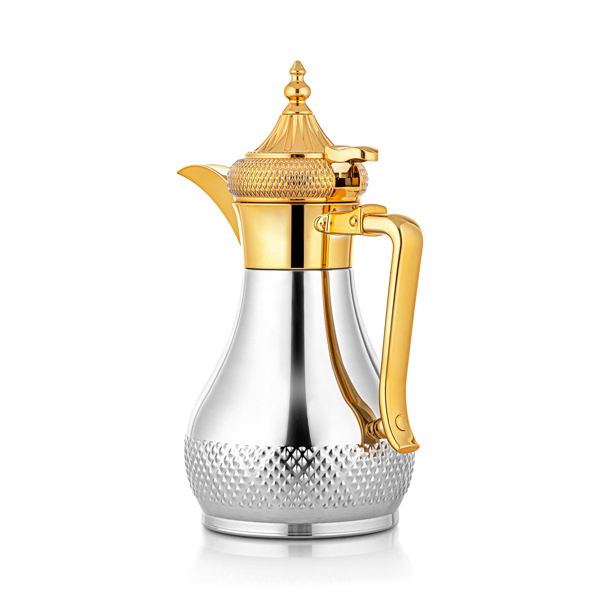 Almarjan 1 Liter Stainless Steel Vacuum Dallah Silver & Gold - SWD/D-100-CRG