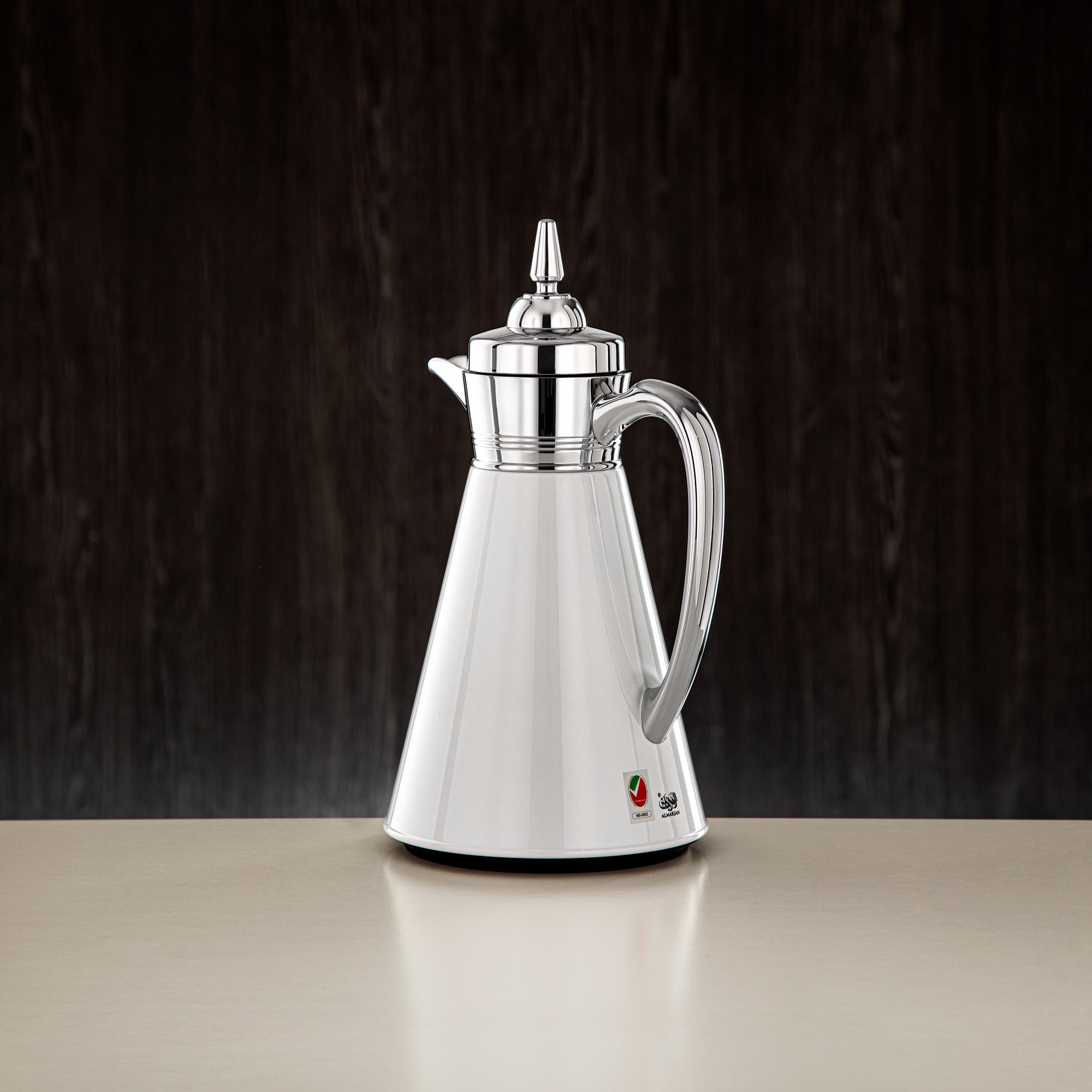 Almarjan Vacuum Flask Set, 0.7L + 1L, White & Silver (UBC-A0700/B1000 Q1ZC) - Ramadan Serveware